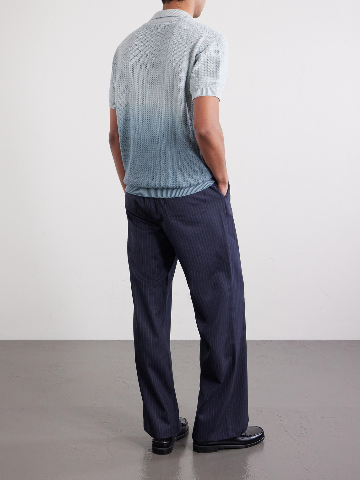 Mr P. - Open-Collar Knitted Organic Cotton Polo Shirt