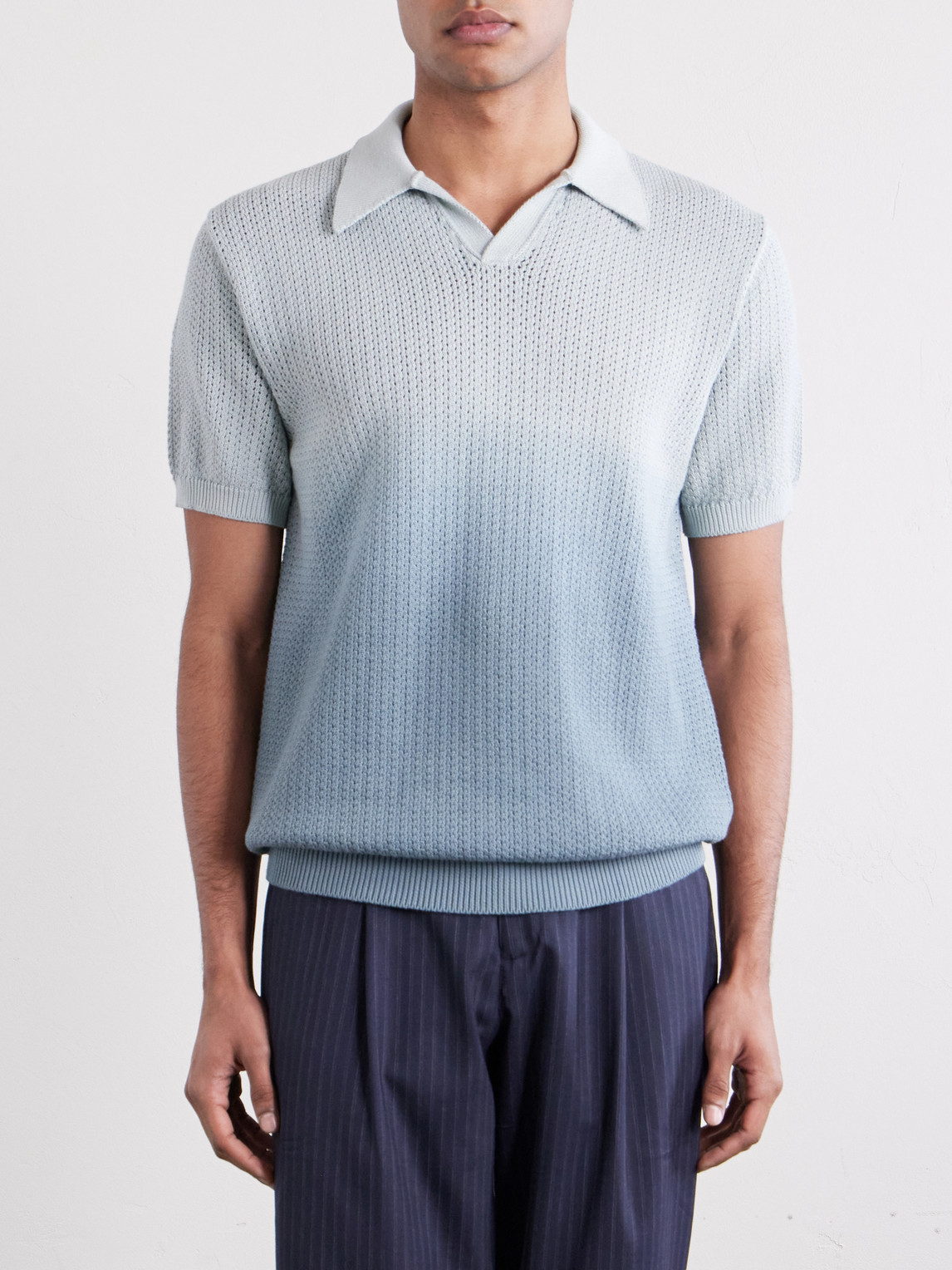 Mr P. - Open-Collar Knitted Organic Cotton Polo Shirt