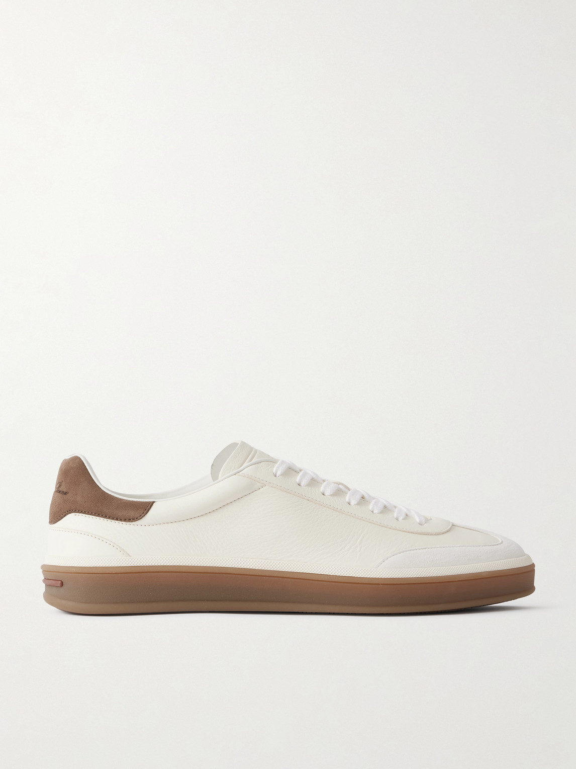 Loro Piana Tennis Walk Suede-Trimmed Leather Sneakers EU 42