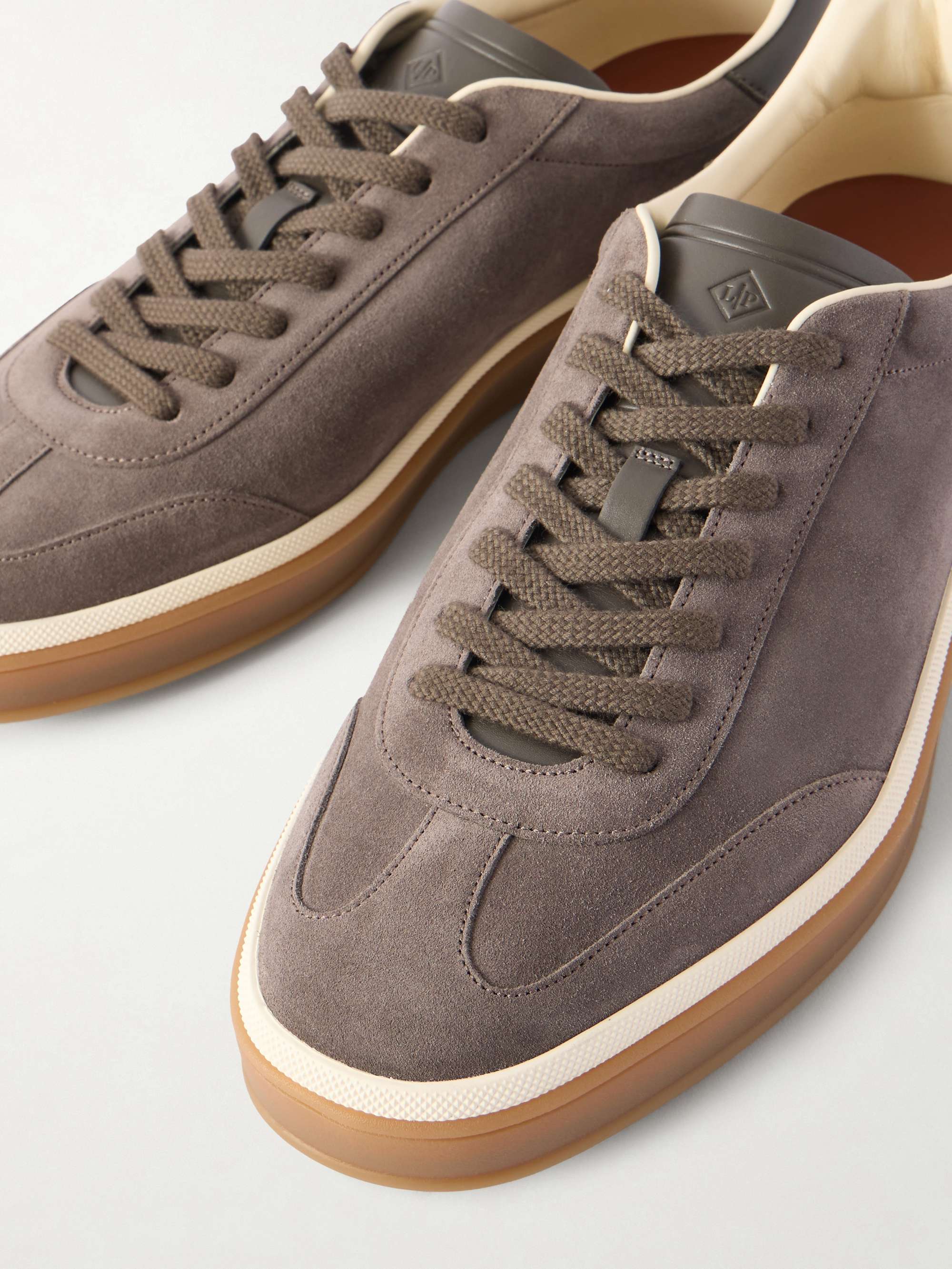LORO PIANA Tennis Walk Leather-Trimmed Suede Sneakers for Men | MR