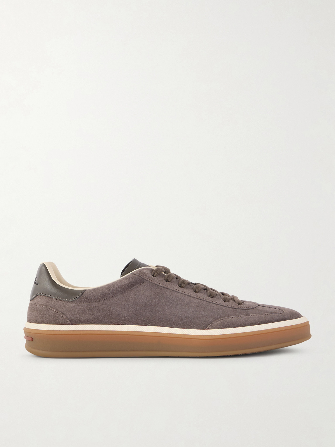 Loro Piana Tennis Walk Leather-Trimmed Suede Sneakers EU 42