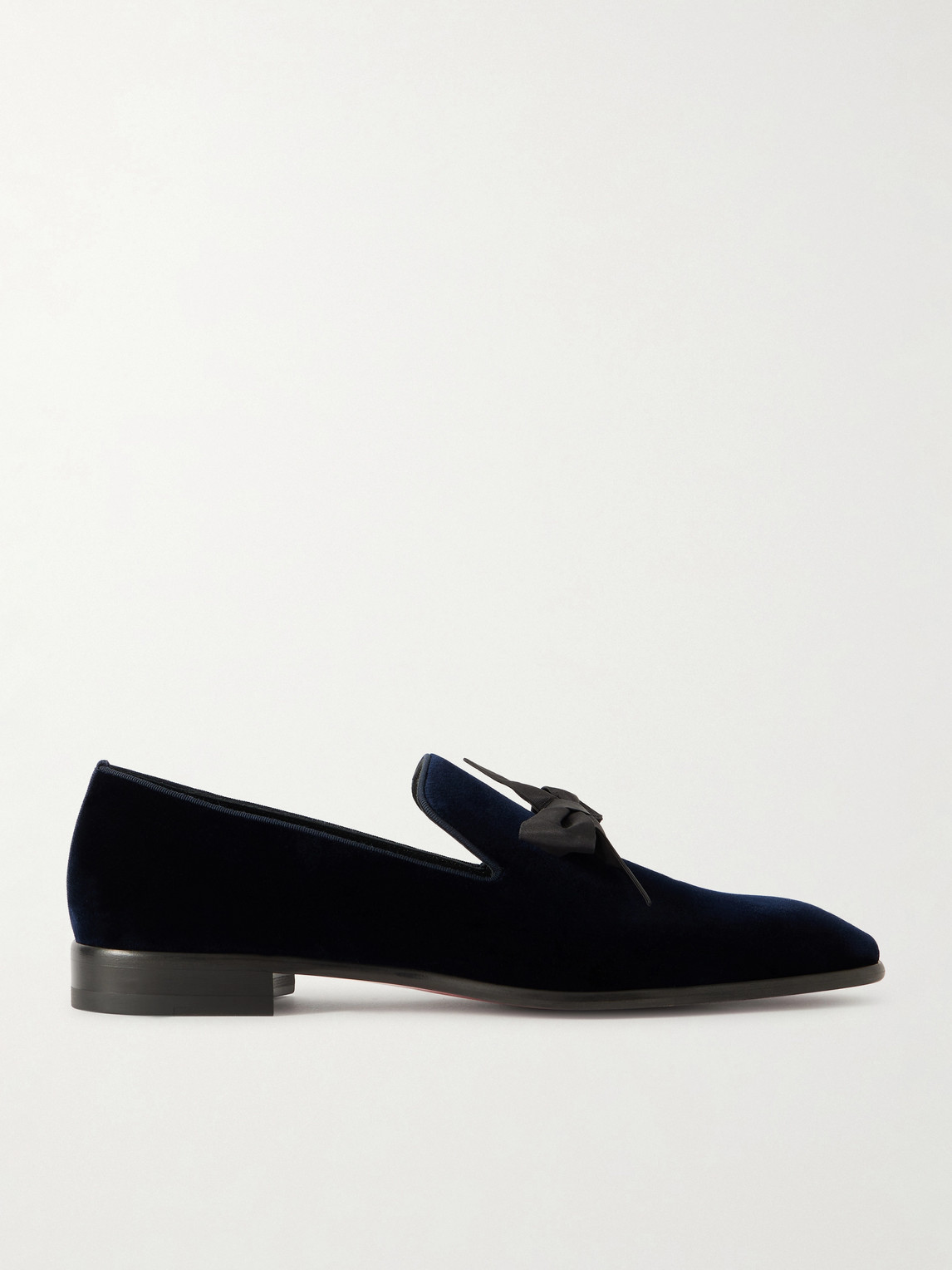 Christian Louboutin December First Bow-Detailed Grosgrain-Trimmed Velour Loafers EU 43
