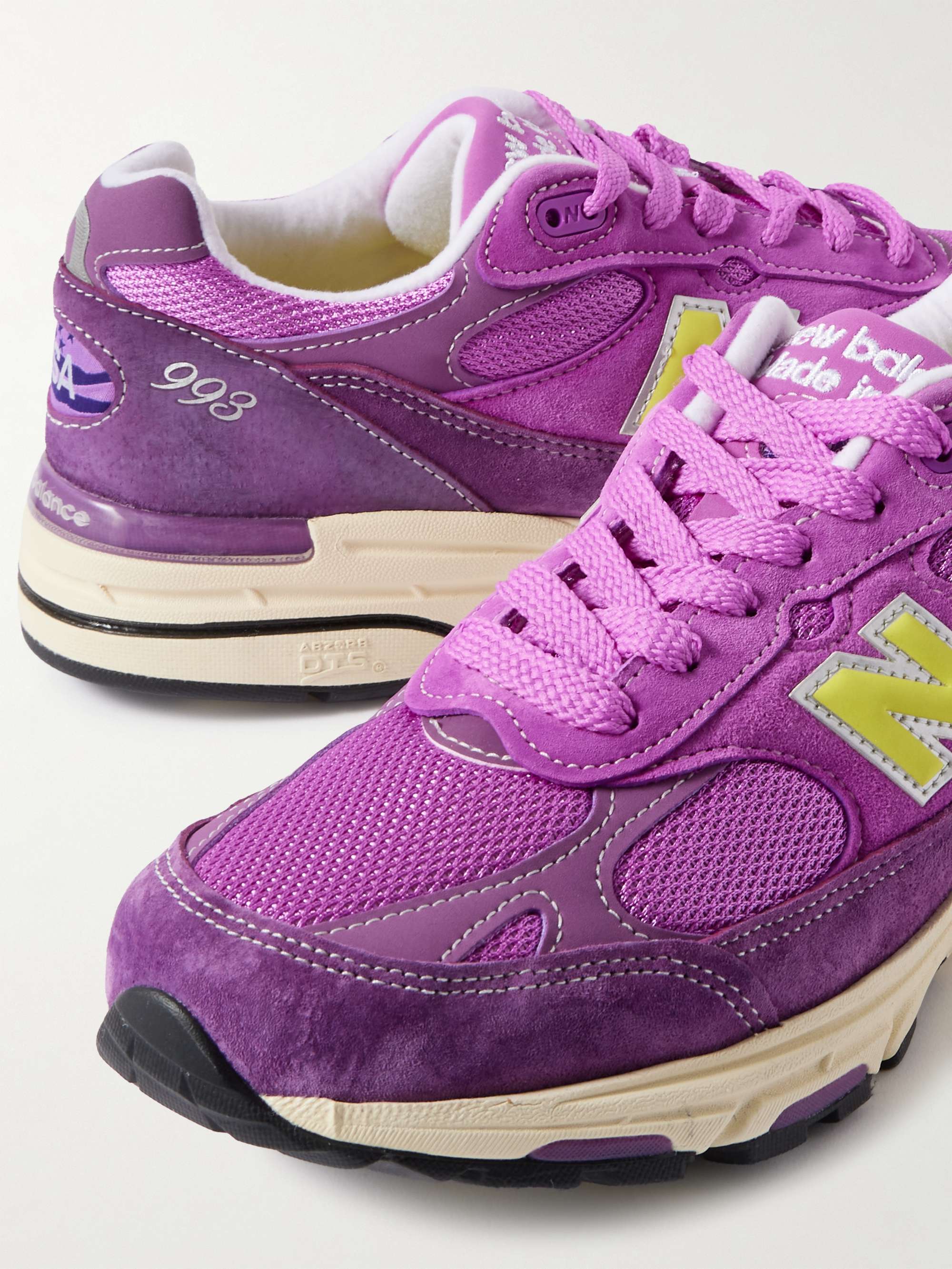 NEW BALANCE 993 MiUSA Leather-Trimmed Mesh and Suede Sneakers for