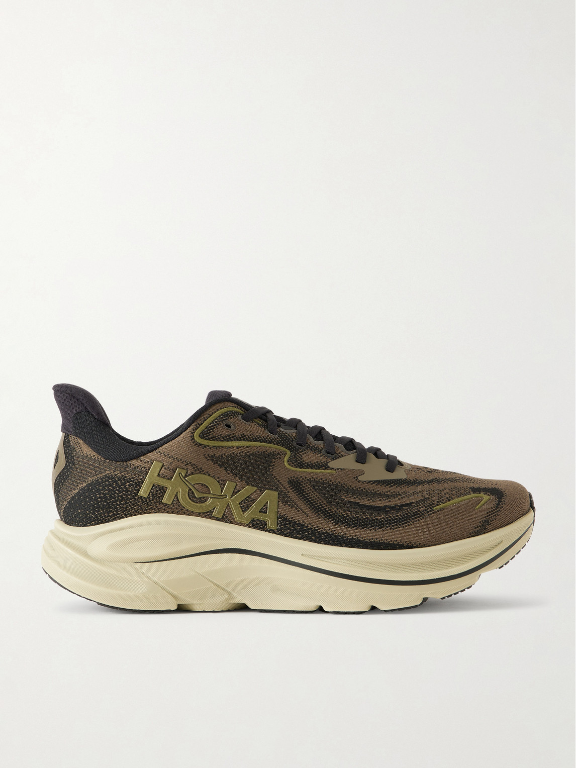 Hoka Clifton 10 Rubber-Trimmed Jacquard Running Sneakers US 8.5