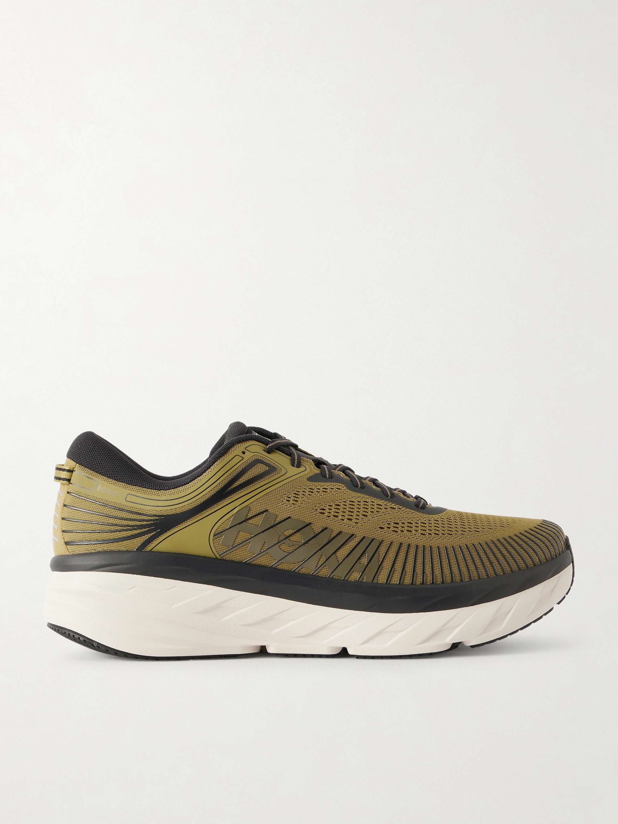 HOKA Bondi 7 Rubber-Trimmed Mesh Running Sneakers
