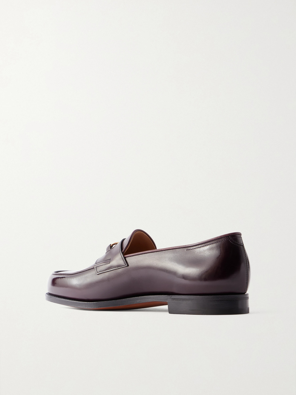 John Lobb Lopez Embellished Leather Penny Loafers In Burgundy