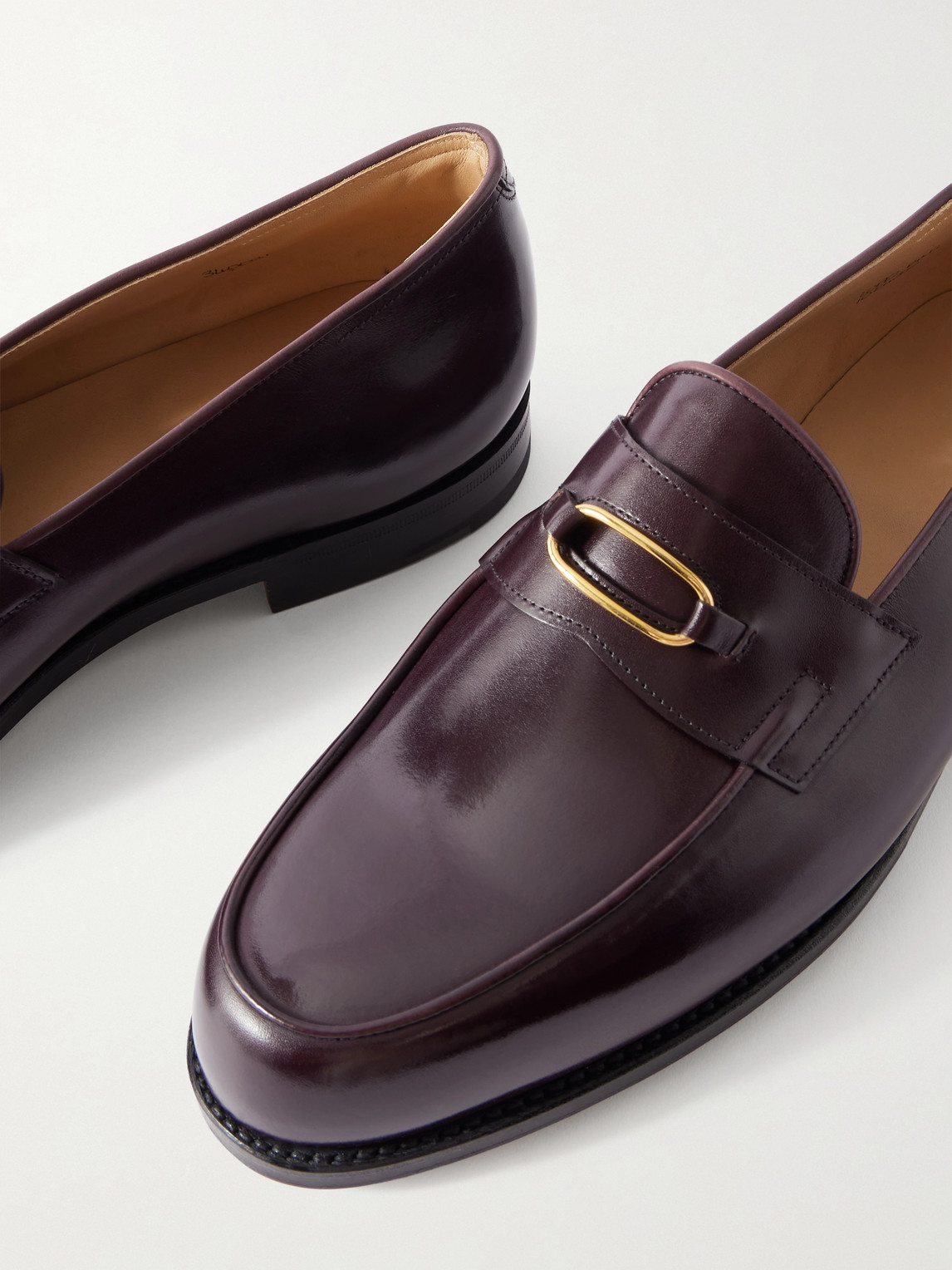 John Lobb Lopez Embellished Leather Penny Loafers In Burgundy