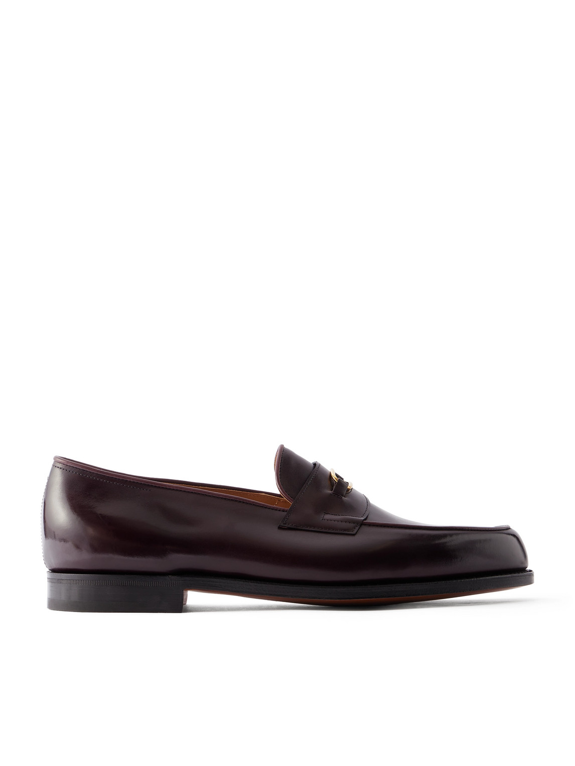 John Lobb Lopez Embellished Leather Penny Loafers In Burgundy