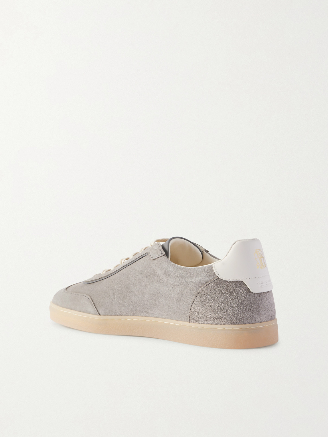 Brunello Cucinelli Coda Di Rondine Suede Sneakers In Gray