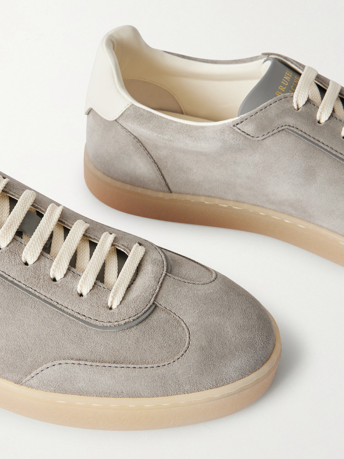 Brunello Cucinelli Coda Di Rondine Suede Sneakers In Gray