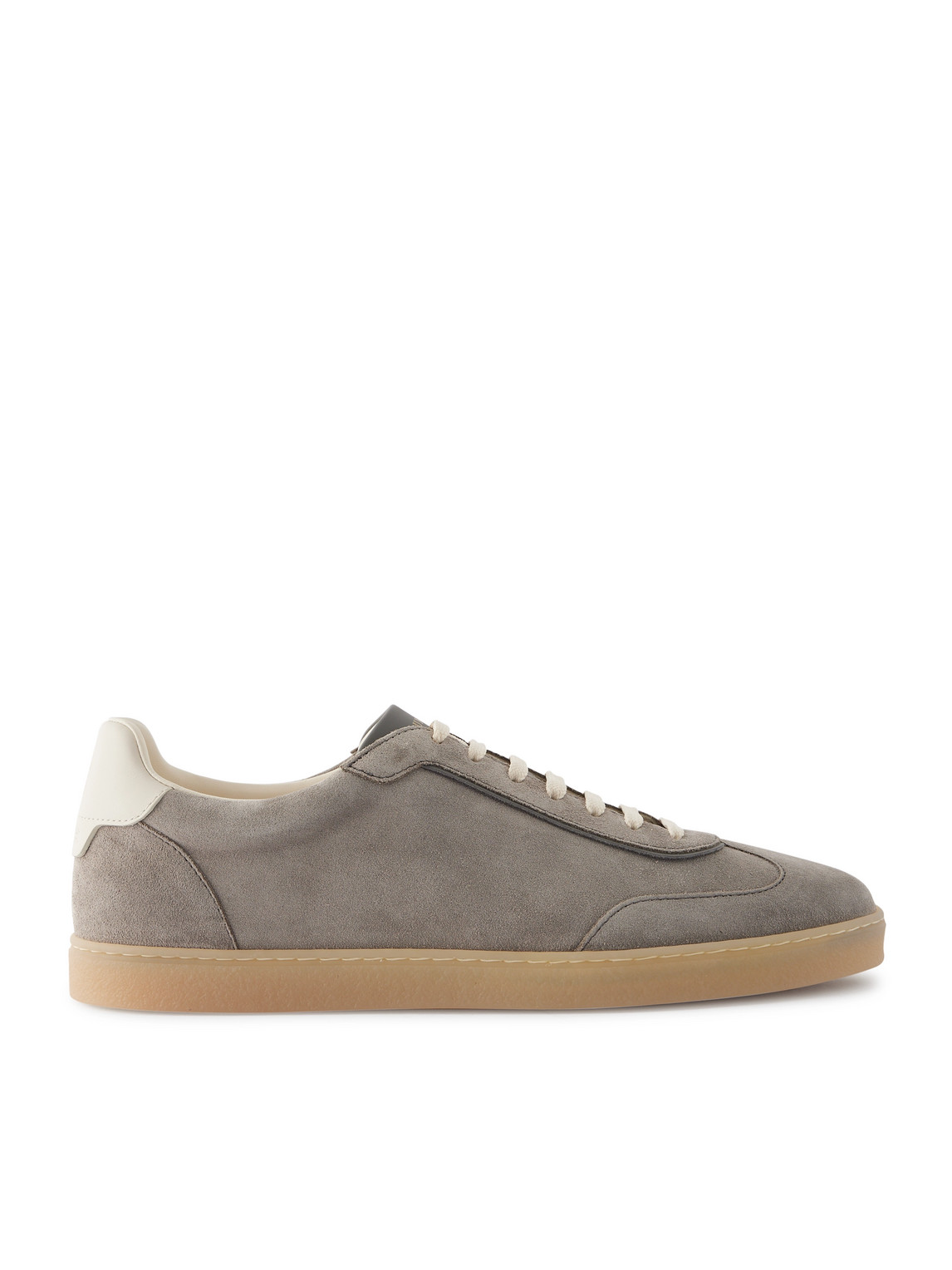 Brunello Cucinelli Coda Di Rondine Suede Sneakers In Gray