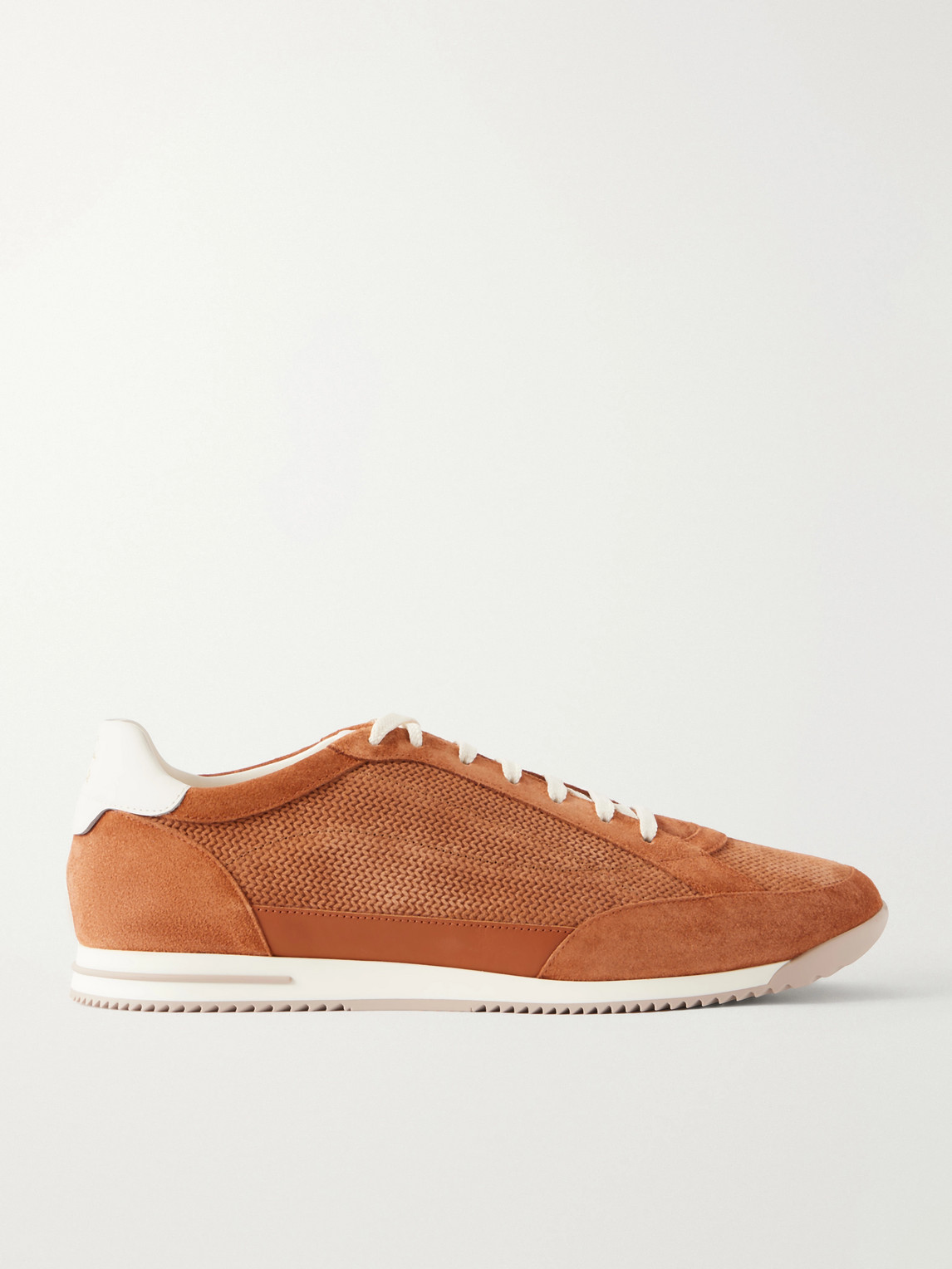 Brunello Cucinelli Leather-Trimmed Suede Sneakers EU 46