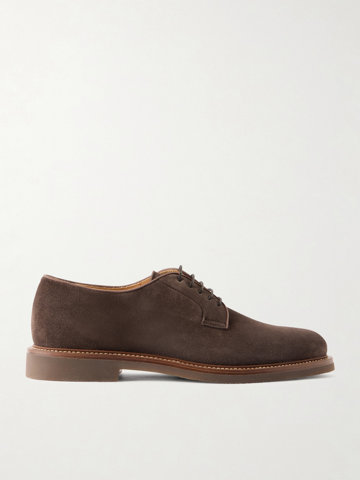 Brunello Cucinelli Suede Derby Shoes In Brown