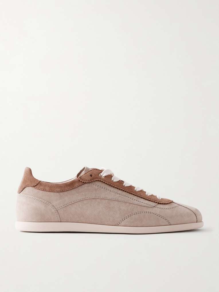 Brunello Cucinelli — Suede-Trimmed Leather Sneakers