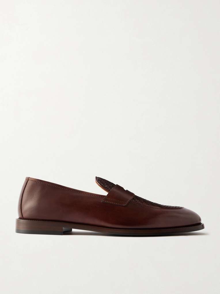 Brunello Cucinelli — Woven Leather Penny Loafers