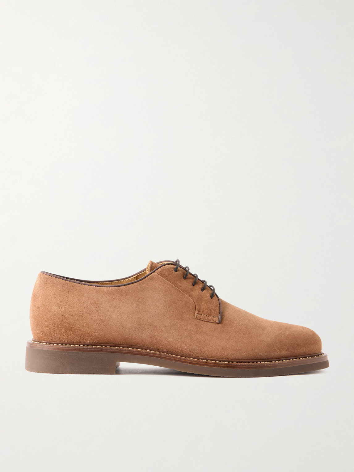 Brunello Cucinelli Suede Derby Shoes In Brown