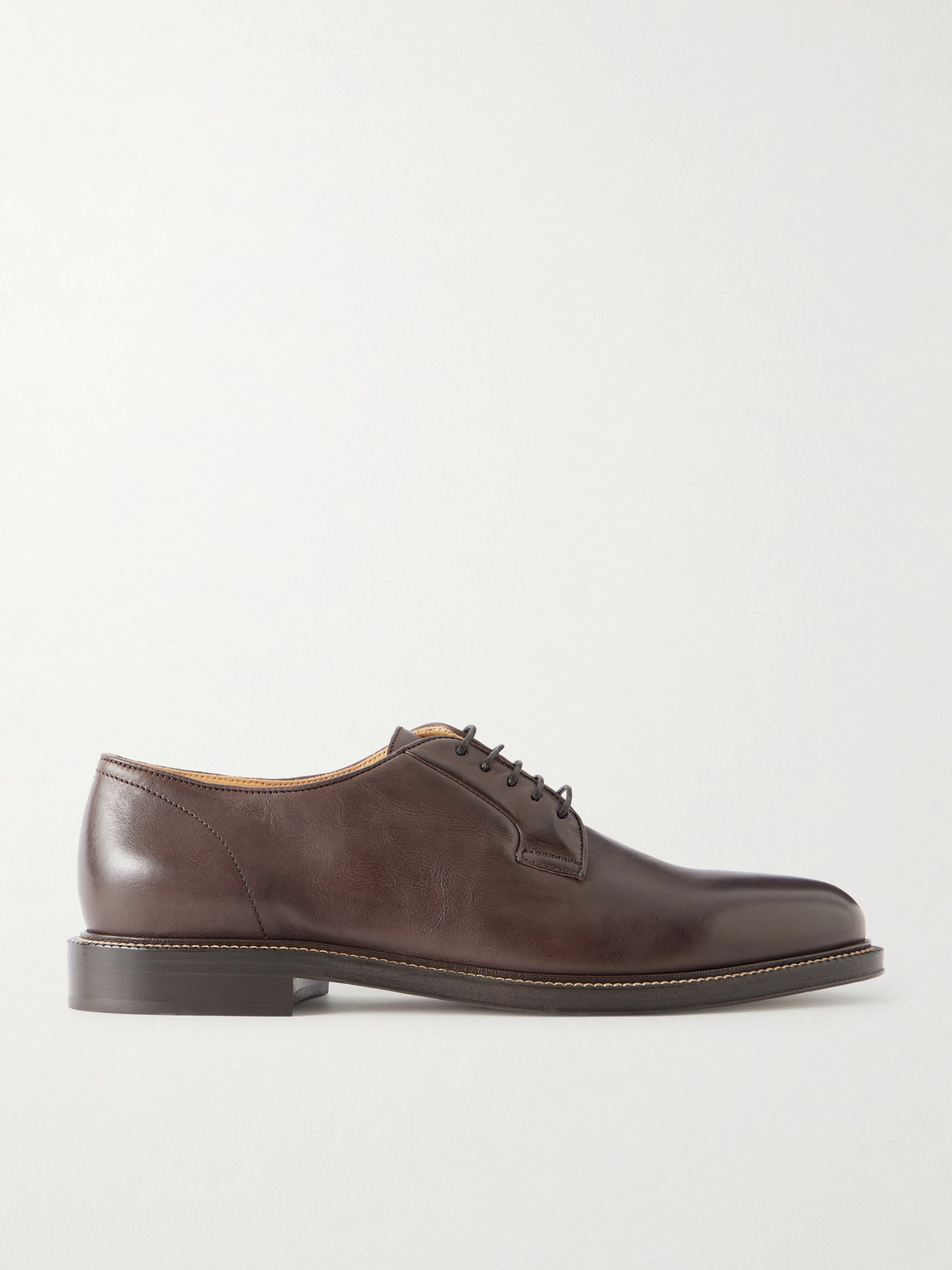 Brunello Cucinelli Leather Derby Shoes In Brown