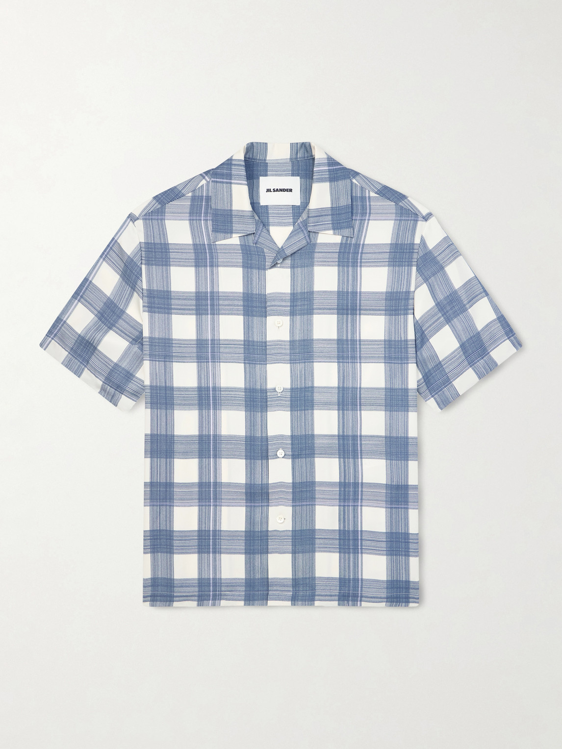 Jil Sander Camp-Collar Checked Poplin Shirt IT 52