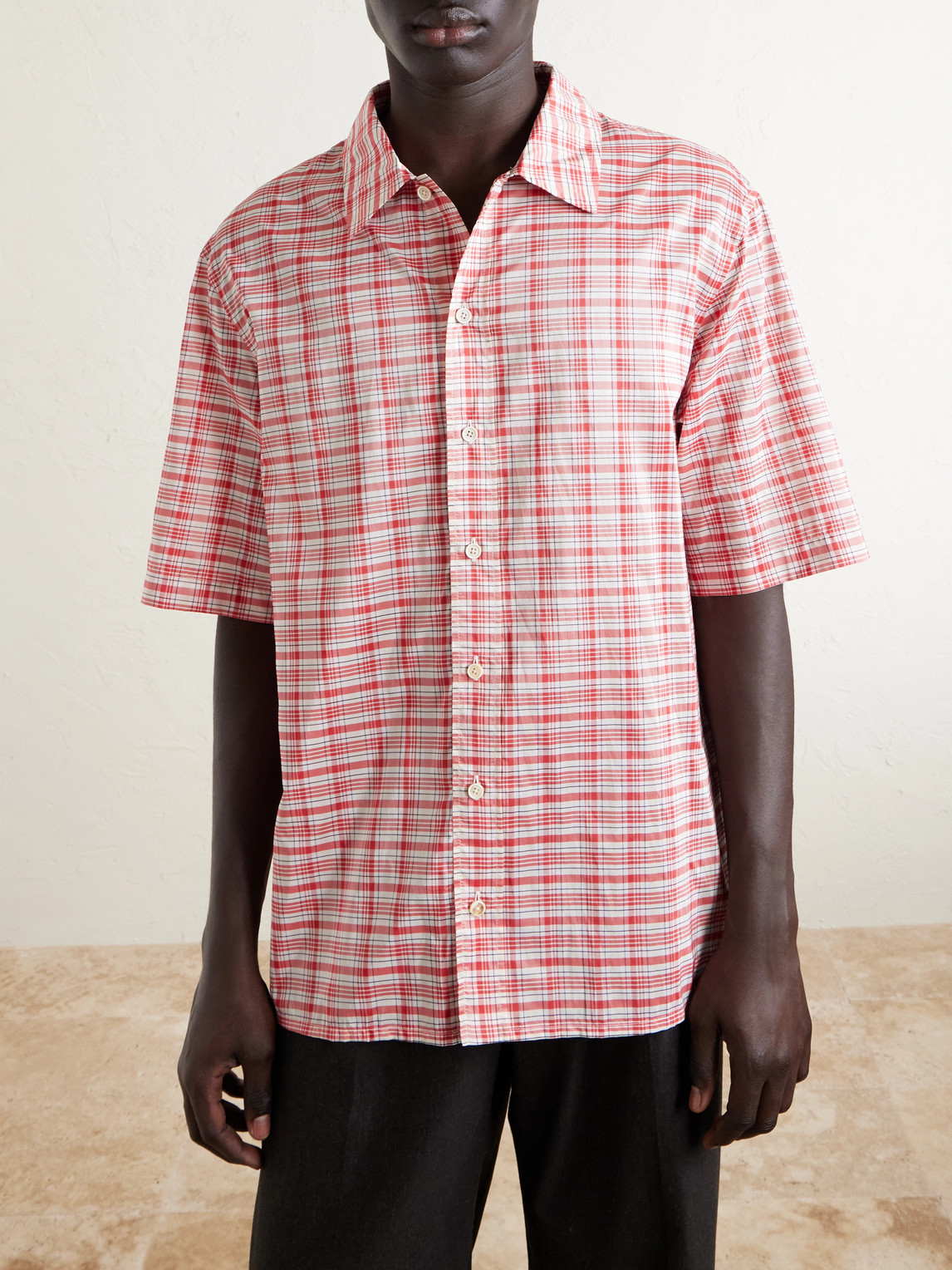  Jil Sander - Checked Silk-blend Shirt - Men - Pink - It 46 