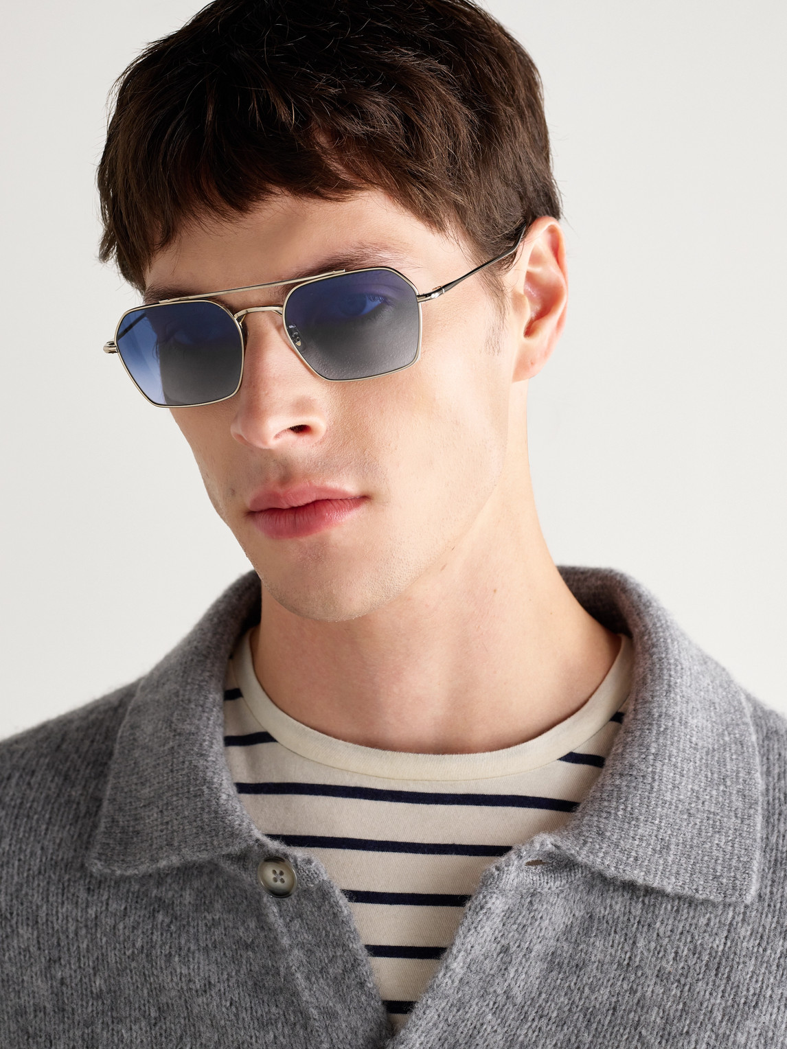 Oliver Peoples Tk-15 D-frame Gold-tone Sunglasses In Gold