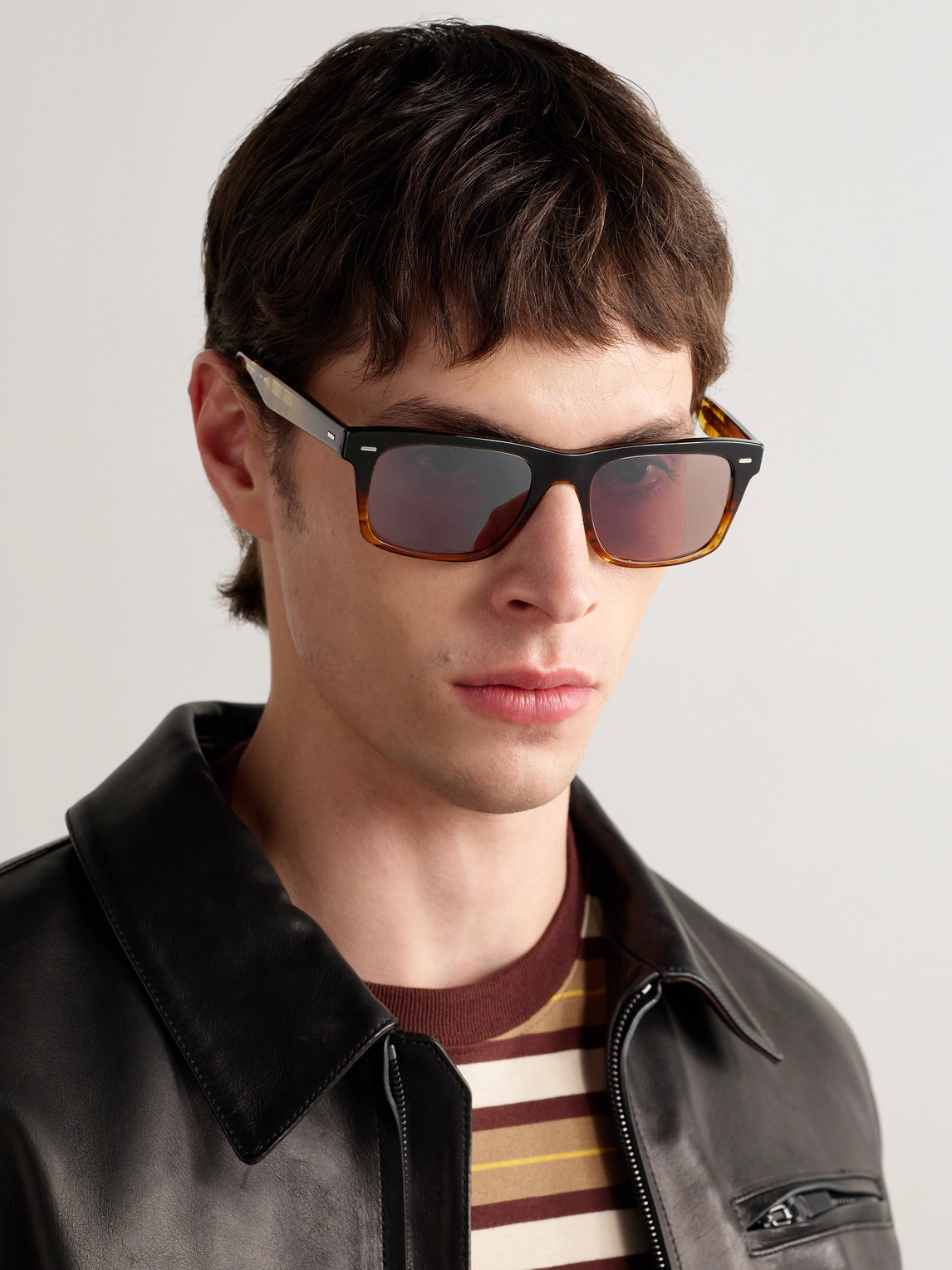 Oliver Peoples Roger Federer R-16 Square-frame Degradé Acetate Sunglasses In Black