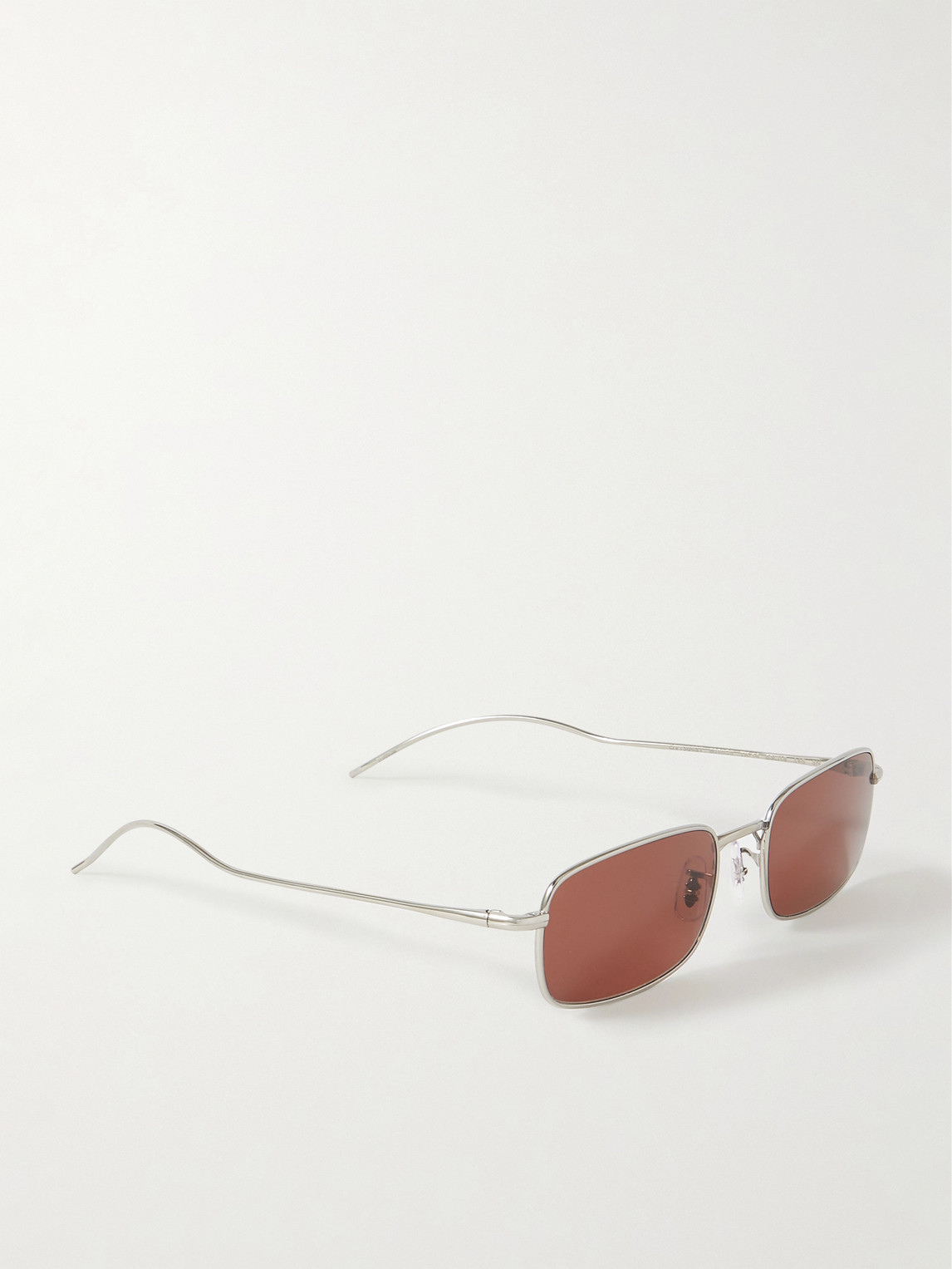Oliver Peoples Tk-14 Rectangle-frame Silver-tone Sunglasses In Brown
