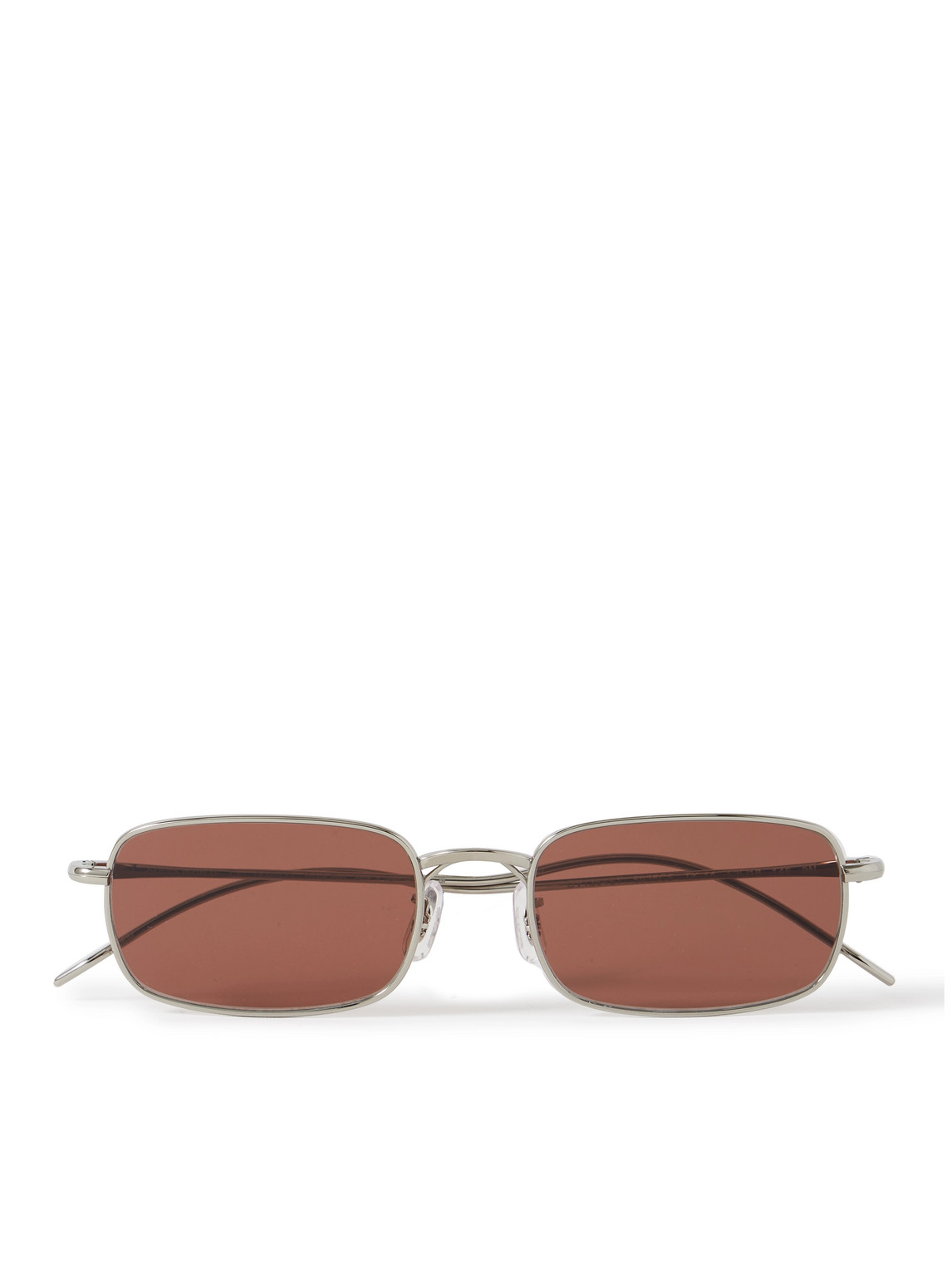 Oliver Peoples Tk-14 Rectangle-frame Silver-tone Sunglasses In Brown