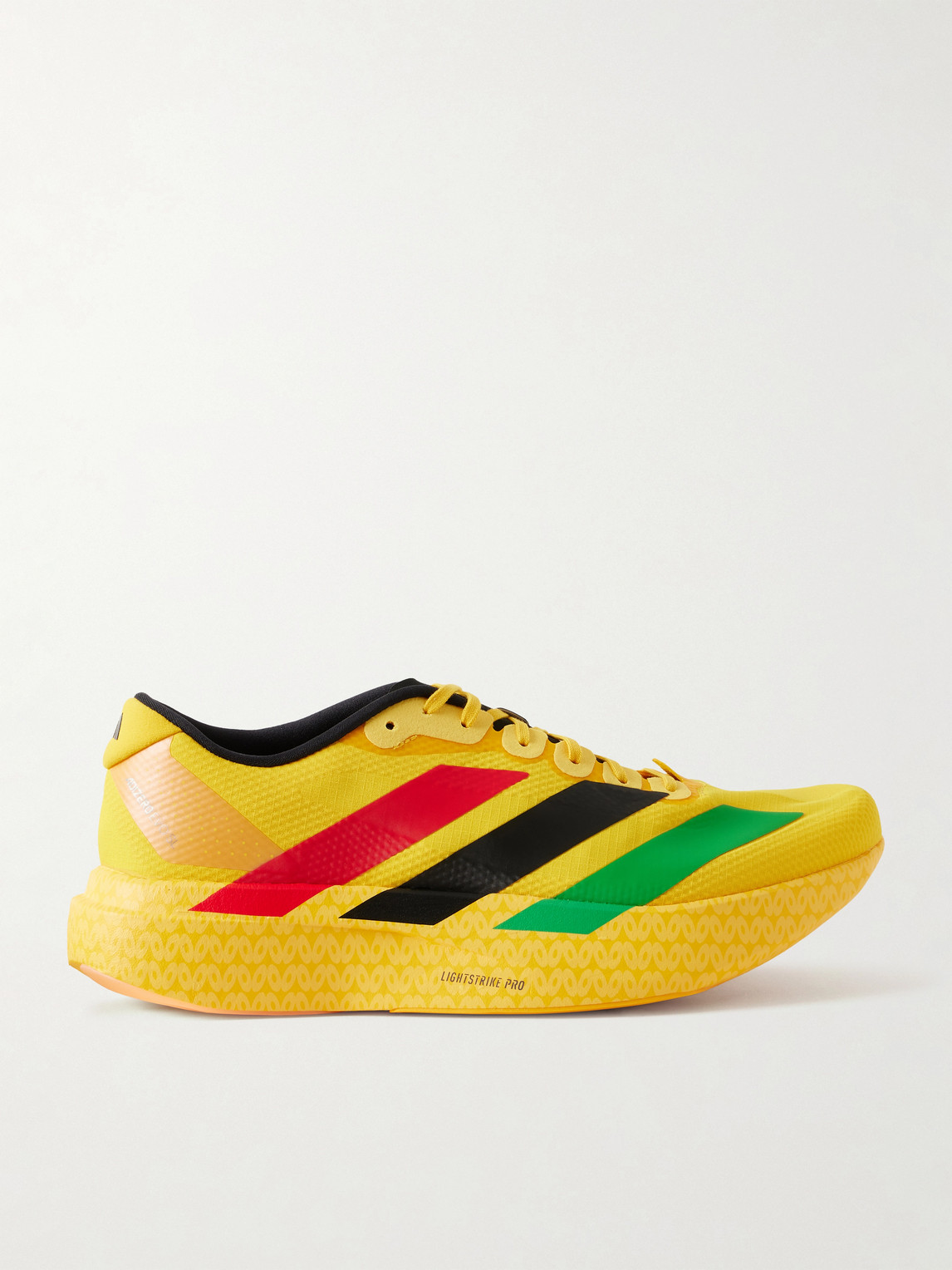 Adidas Running Jamaica Football Federation Adizero Evo Sl Striped Mesh Running Sneakers In Yellow