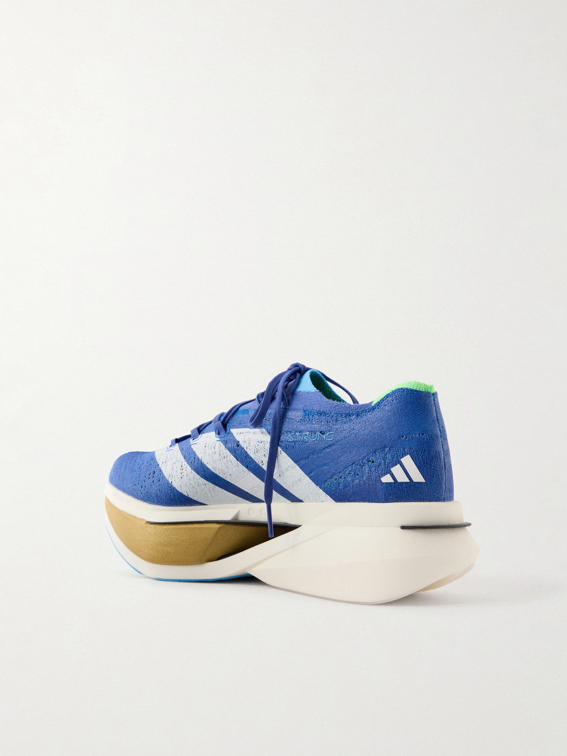  Adidas Running - Adizero Prime X3 Striped Rubber-trimmed Strung Running Sneakers - Men - Blue - Uk 5.5 