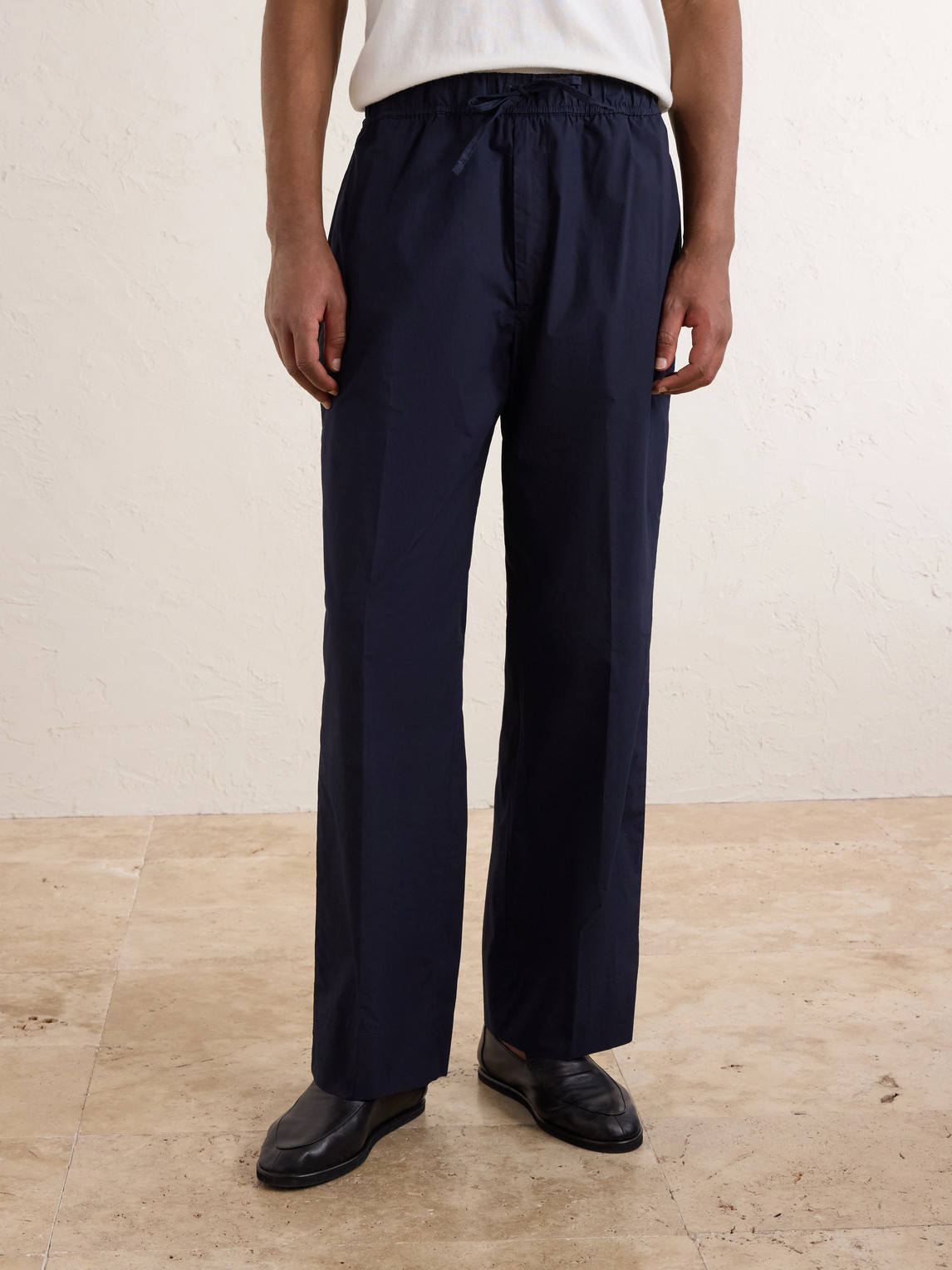  Officine Générale - Nilson Straight-leg Organic Cotton-poplin Drawstring Suit Trousers - Men - Blue - It 50 