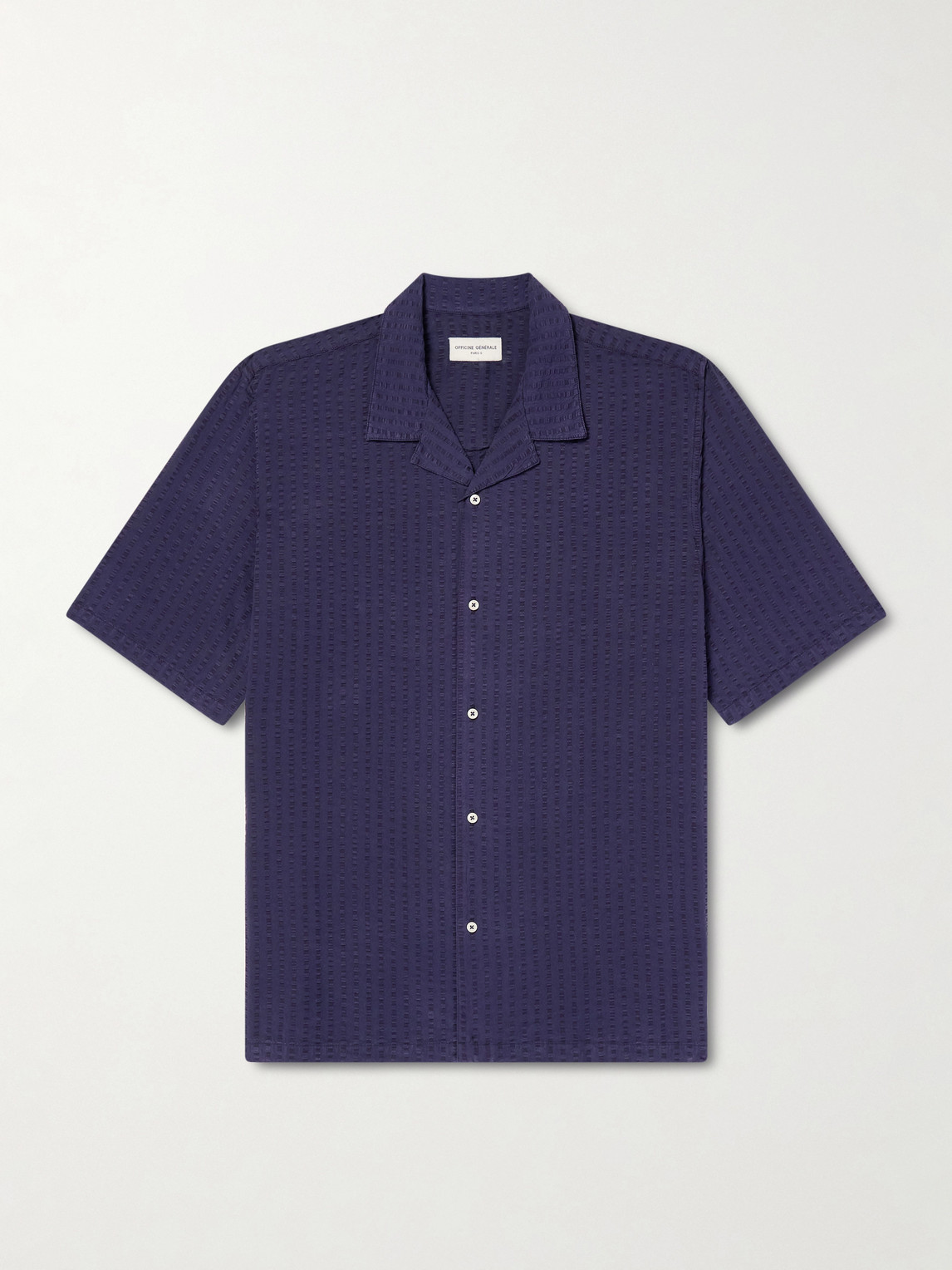 OFFICINE GÉNÉRALE Eren Camp-Collar Cotton and Lyocell-Blend Seersucker Shirten