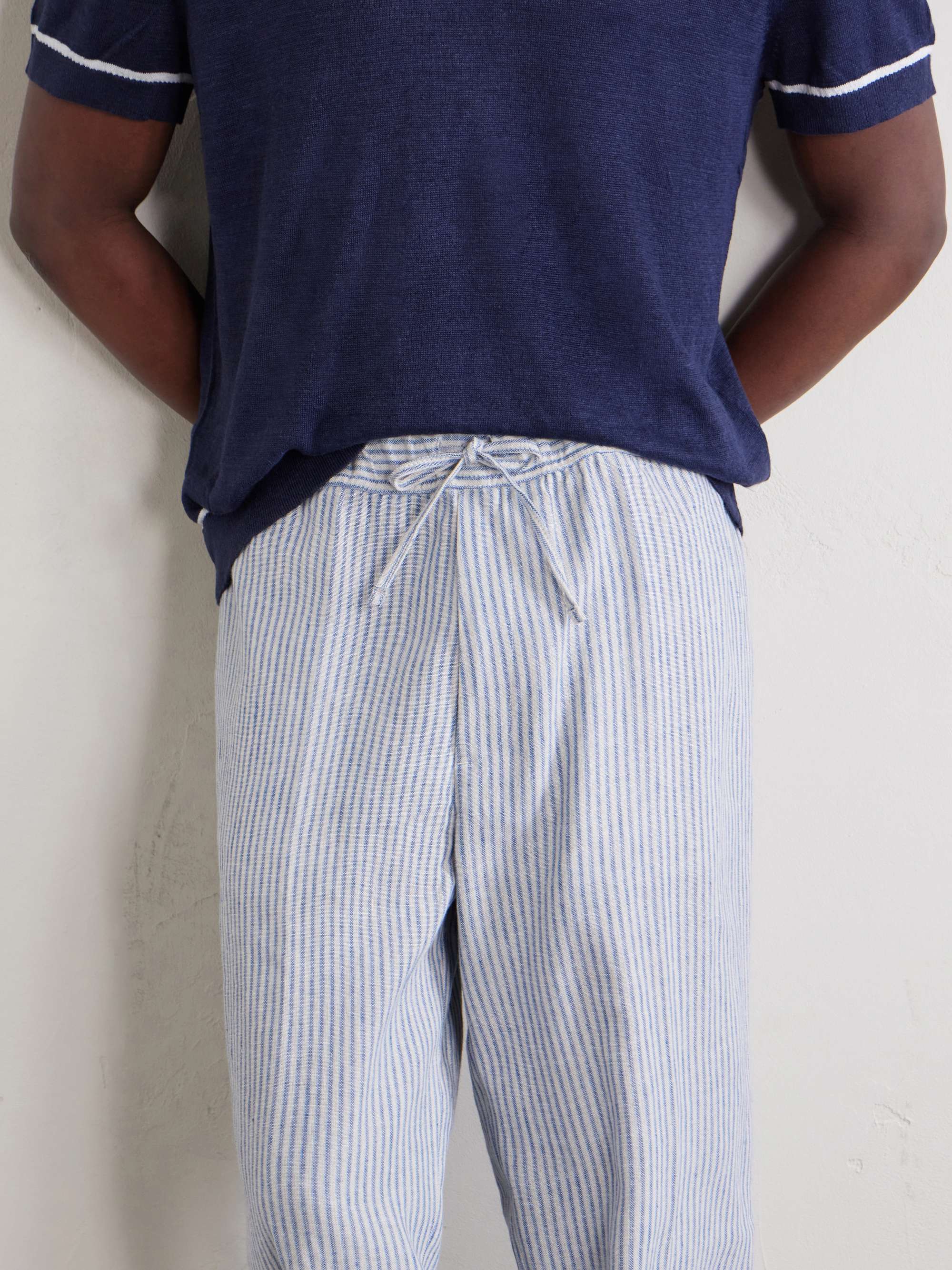 OFFICINE GÉNÉRALE Nilson Straight-Leg Striped Linen and Cotton