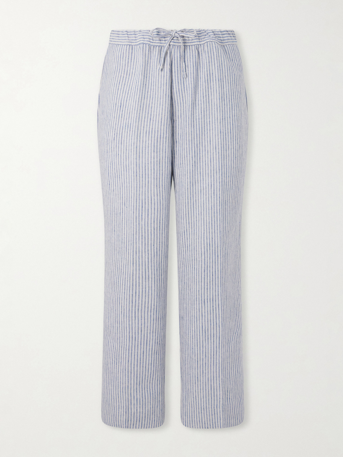 OFFICINE GÉNÉRALE Nilson Straight-Leg Striped Linen and Cotton-Blend Trousers IT 48