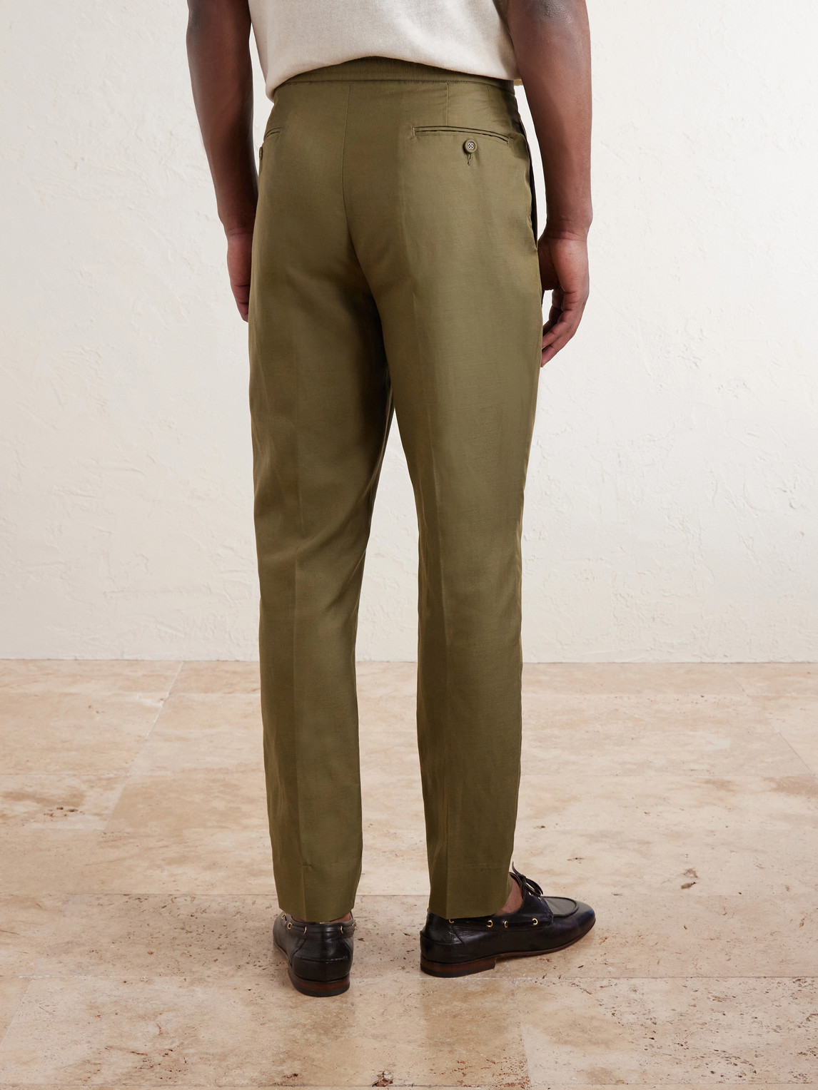  Officine Générale - Drew Tapered Pleated Lyocell, Linen And Cotton-blend Trousers - Men - Green - It 46 