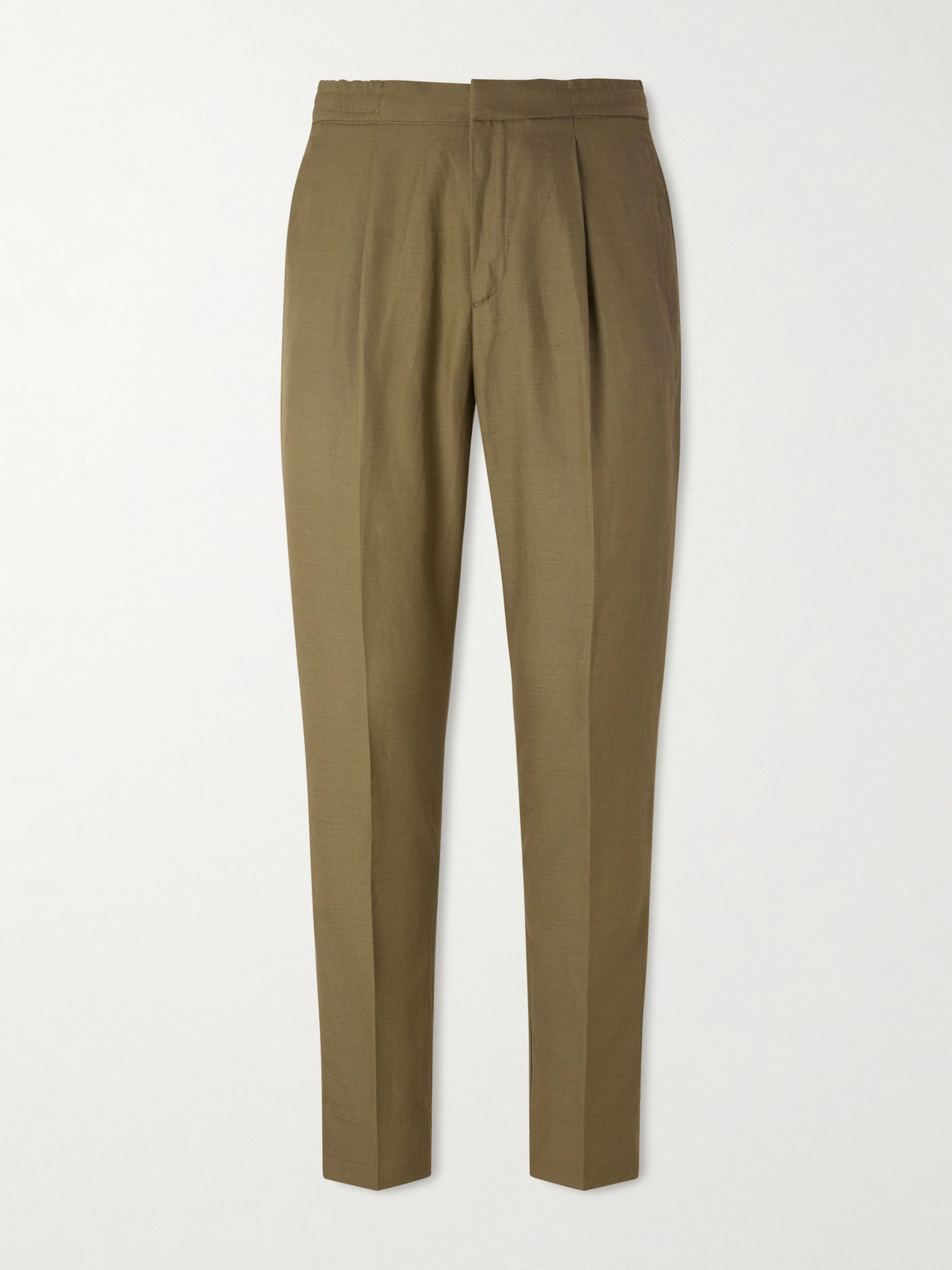 OFFICINE GÉNÉRALE Drew Tapered Pleated Lyocell, Linen and Cotton-Blend Trousers IT 52