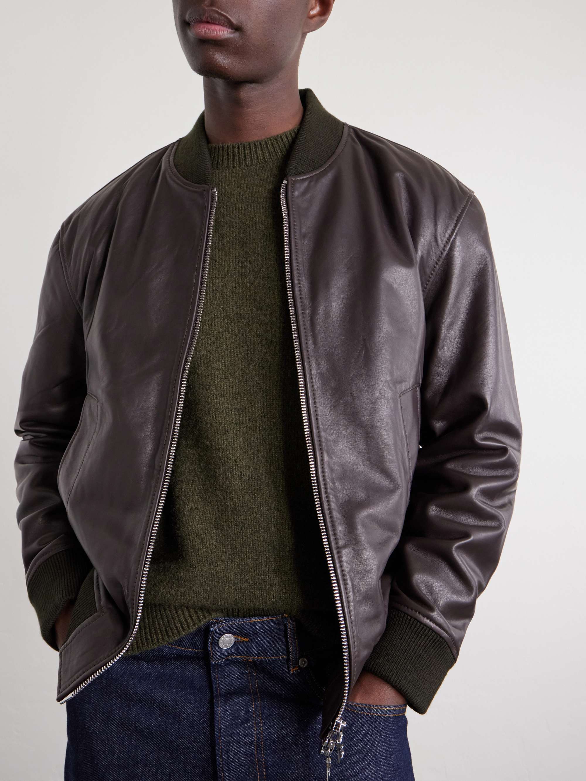 OFFICINE GÉNÉRALE Maony Leather Jacket for Men | MR PORTER