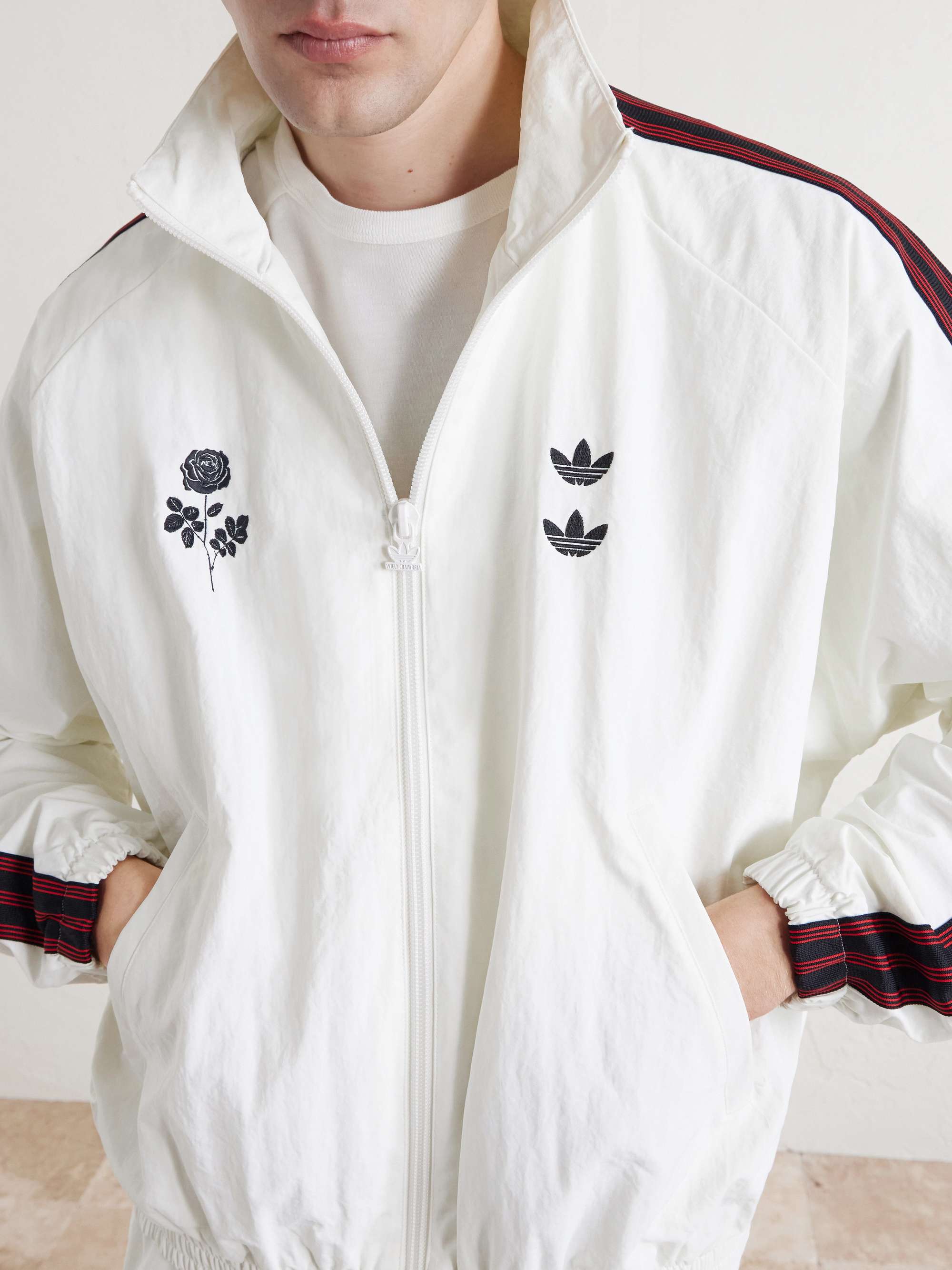 ADIDAS ORIGINALS + Willy Chavarria Logo-Embroidered Striped