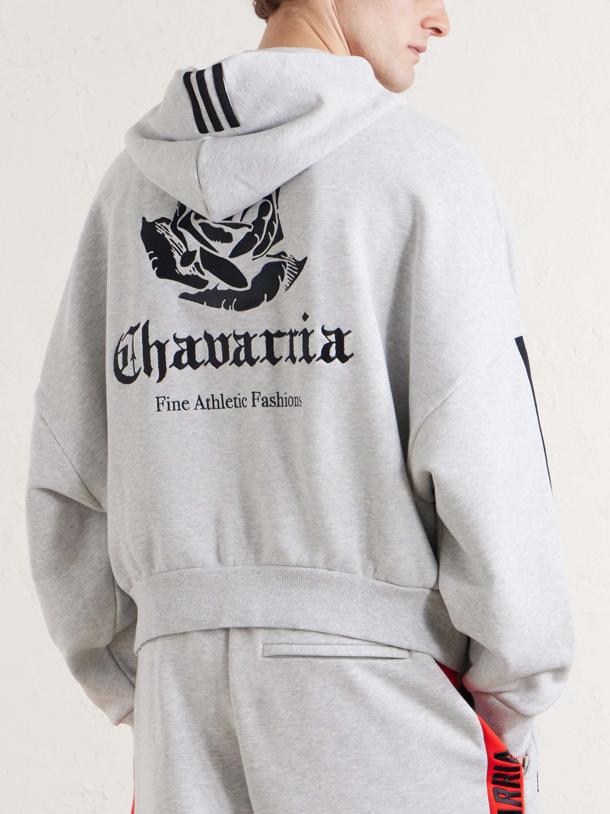ADIDAS ORIGINALS +Willy Chavarria Hooded Embroidered Zip-Up Cotton