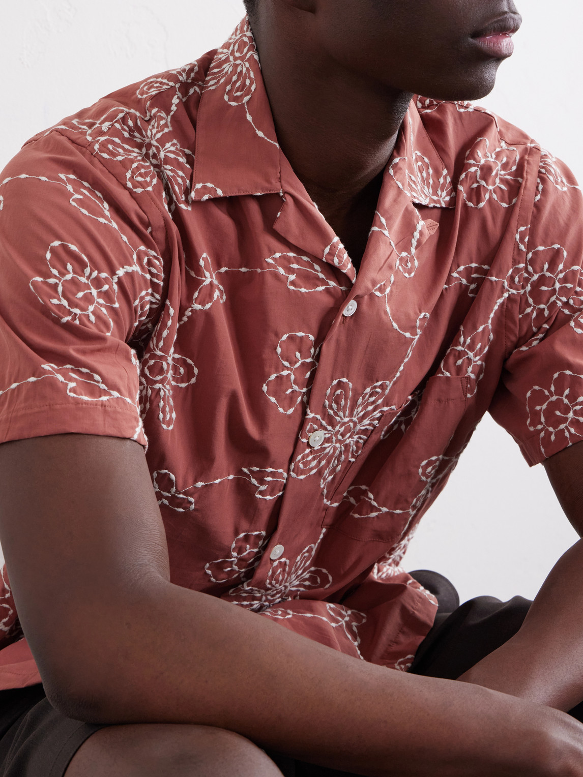 Compota Embroidered Cotton-Blend Shirt