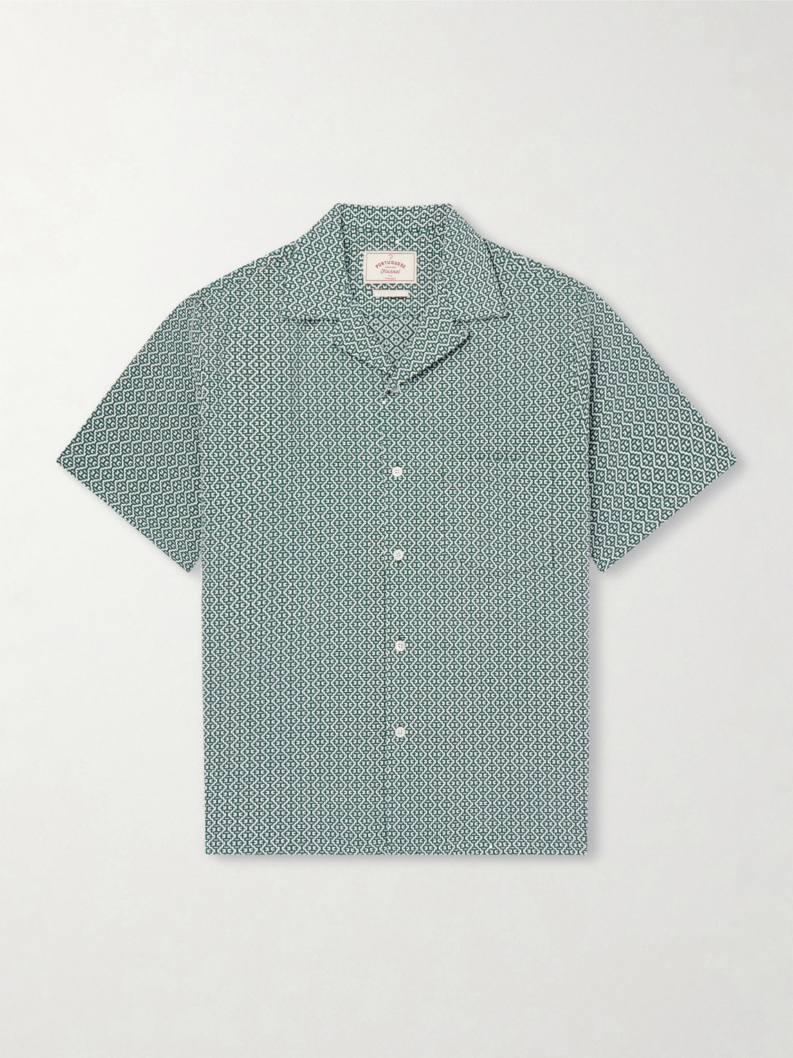Portuguese Flannel Portuguese Tile Camp-Collar Embroidered Cotton-Blend Shirt - Men