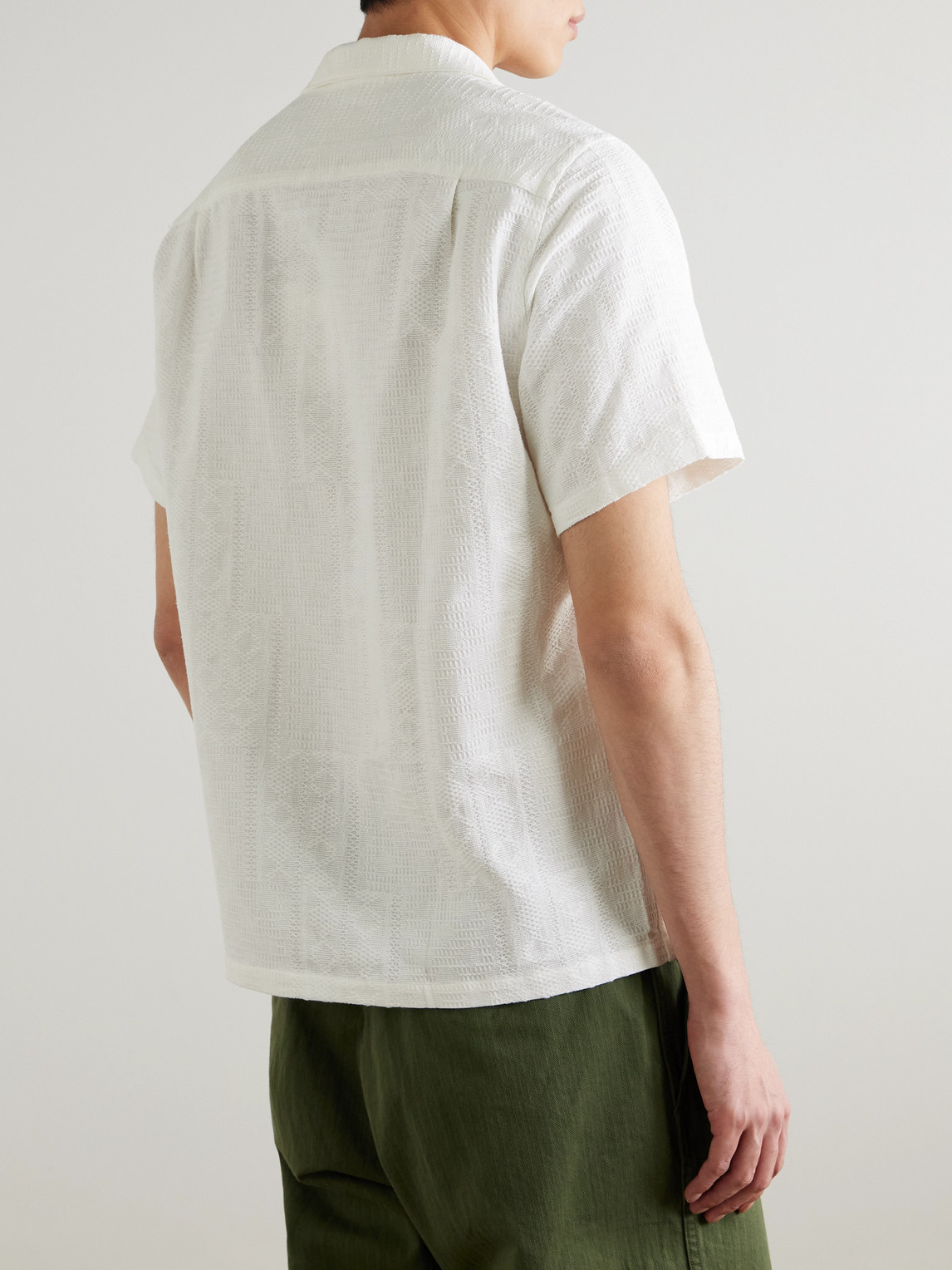 Reeve Convertible-Collar Organic Cotton-Jacquard Shirt