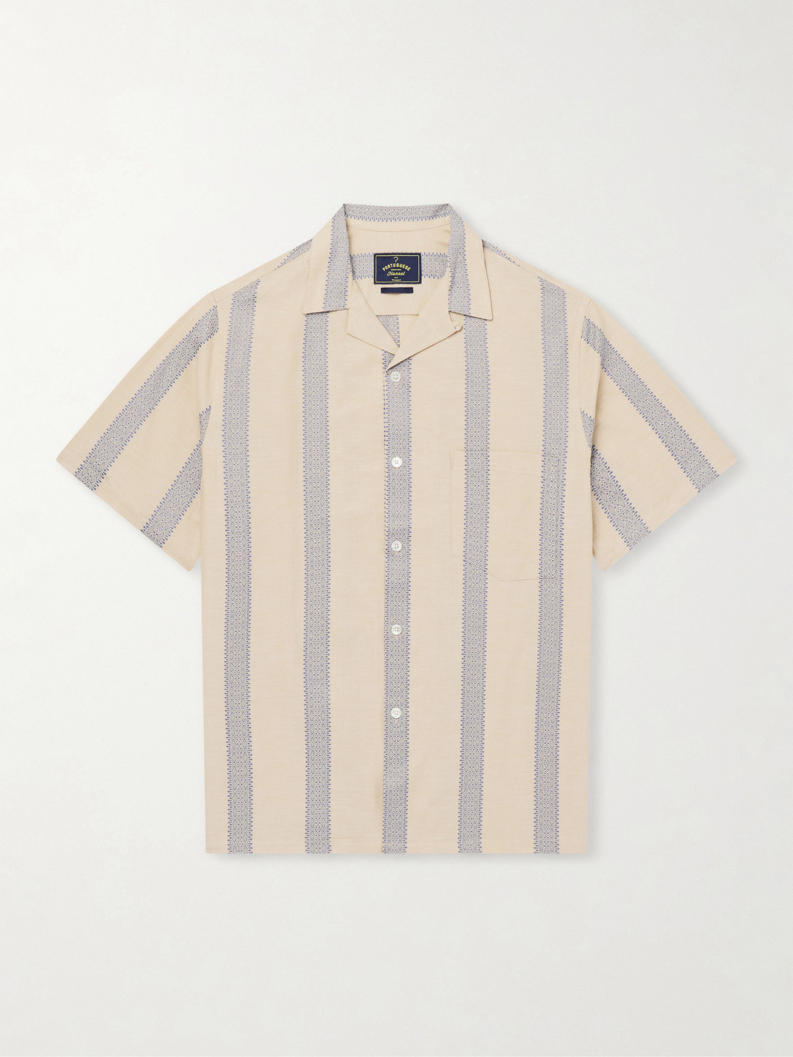 Portuguese Flannel ousada Camp-Collar Embroidered Striped Cotton Shirt - Men