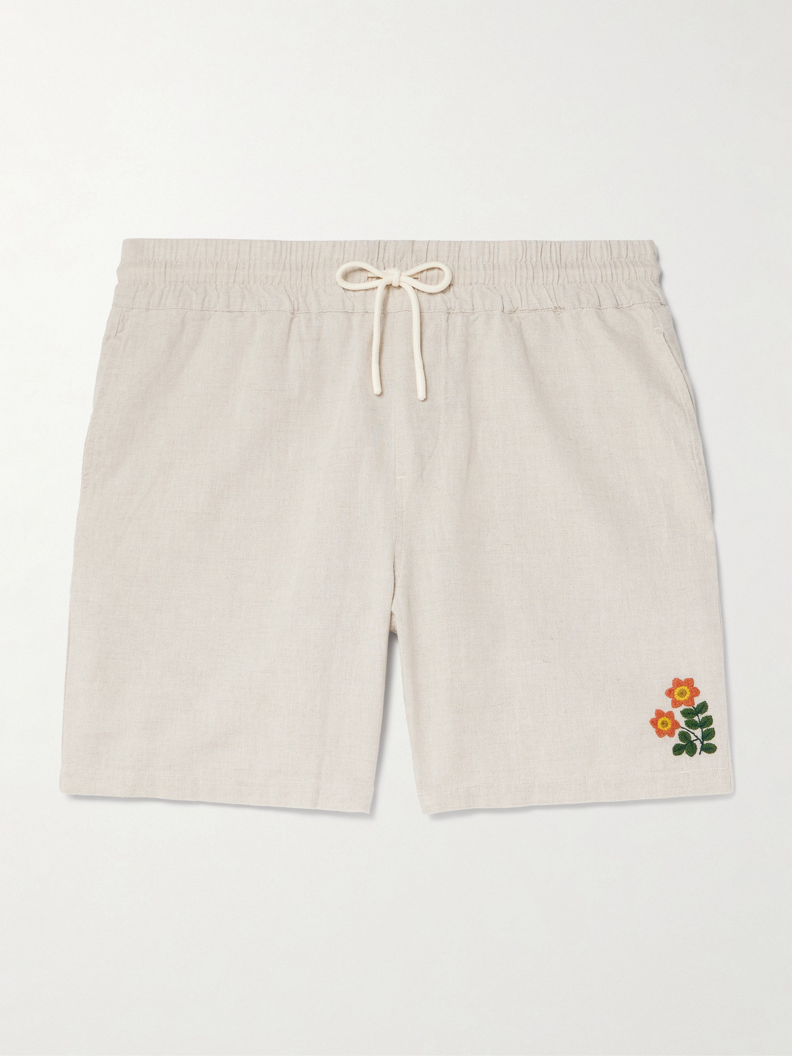 Portuguese Flannel Spring Straight-Leg Embroidered Linen and Cotton-Blend Shortsen