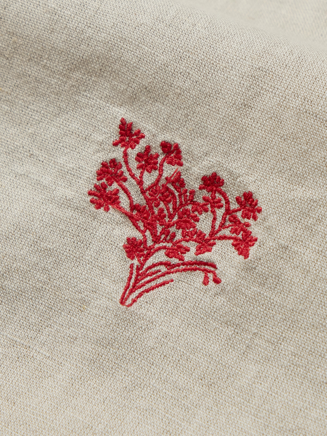  Portuguese Flannel - Convertible-collar Embroidered Linen And Cotton-blend Shirt - Men - Neutrals - Xs 
