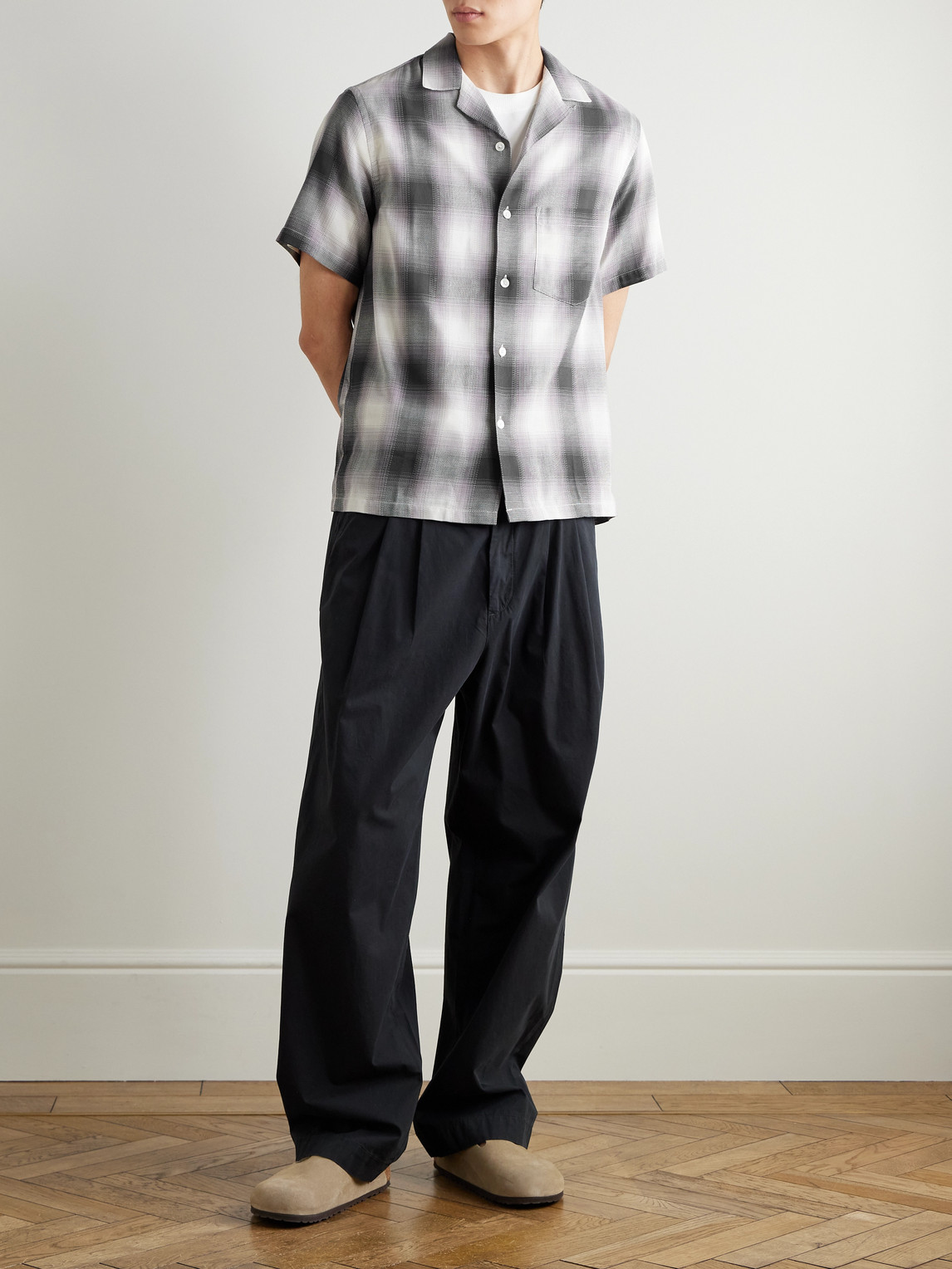 Smogy Convertible-Collar Checked Cotton Shirt