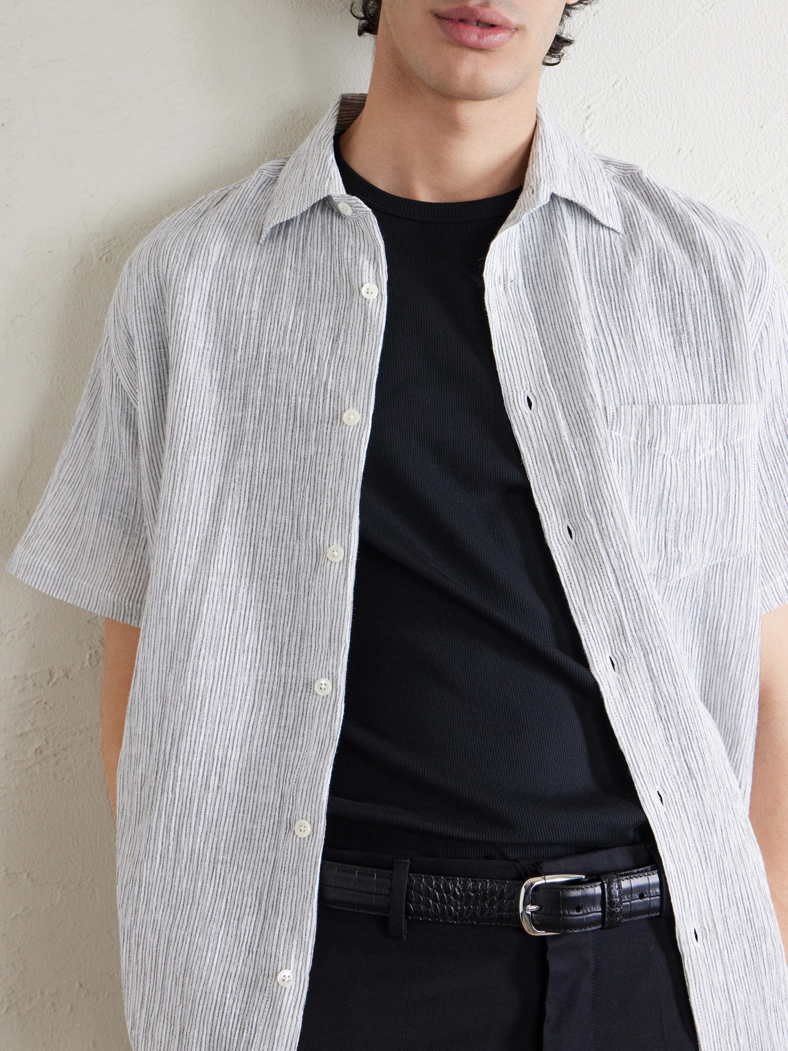 Aaron Striped Cotton And Linen-Blend Shirt