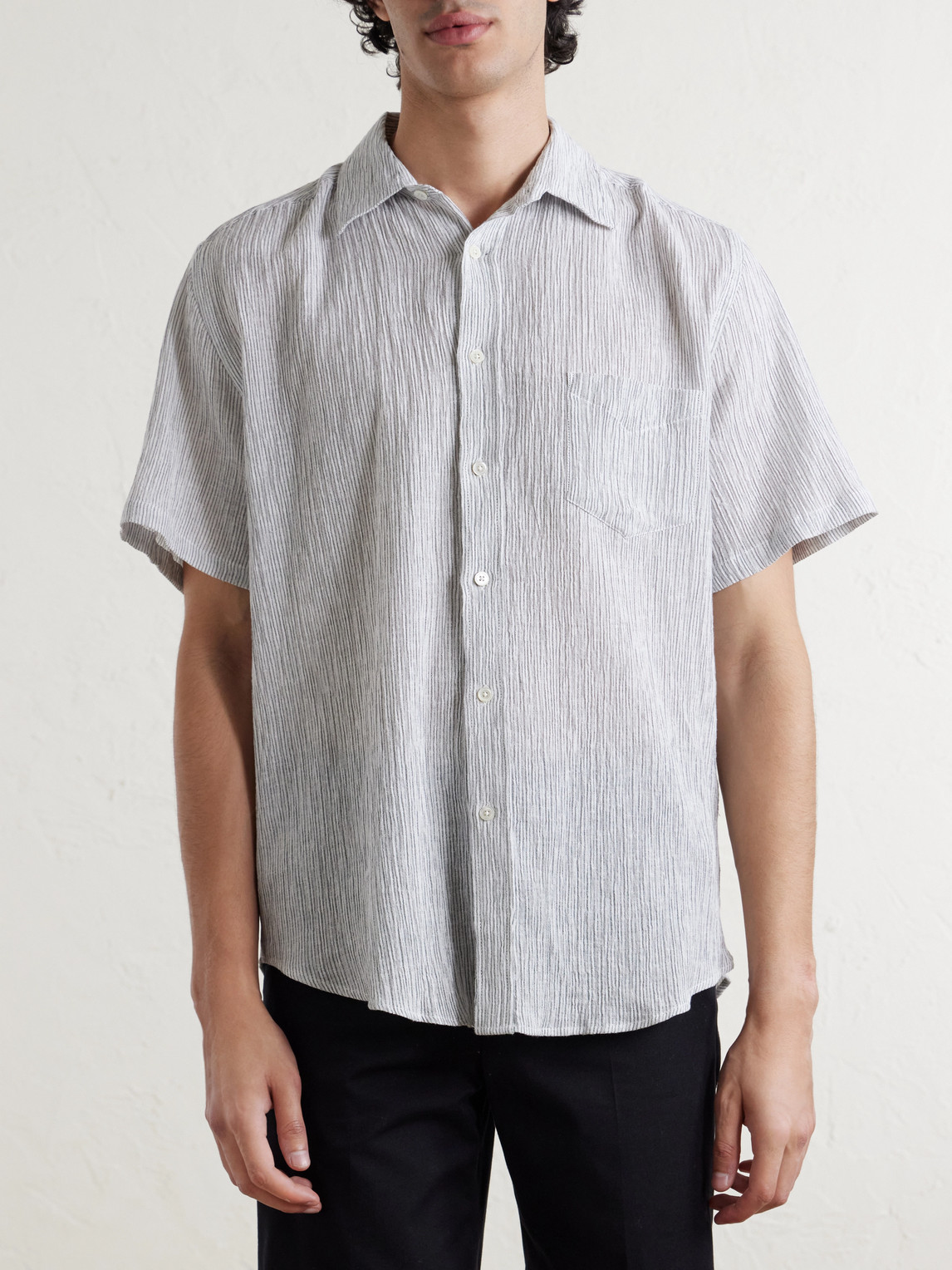 Aaron Striped Cotton And Linen-Blend Shirt