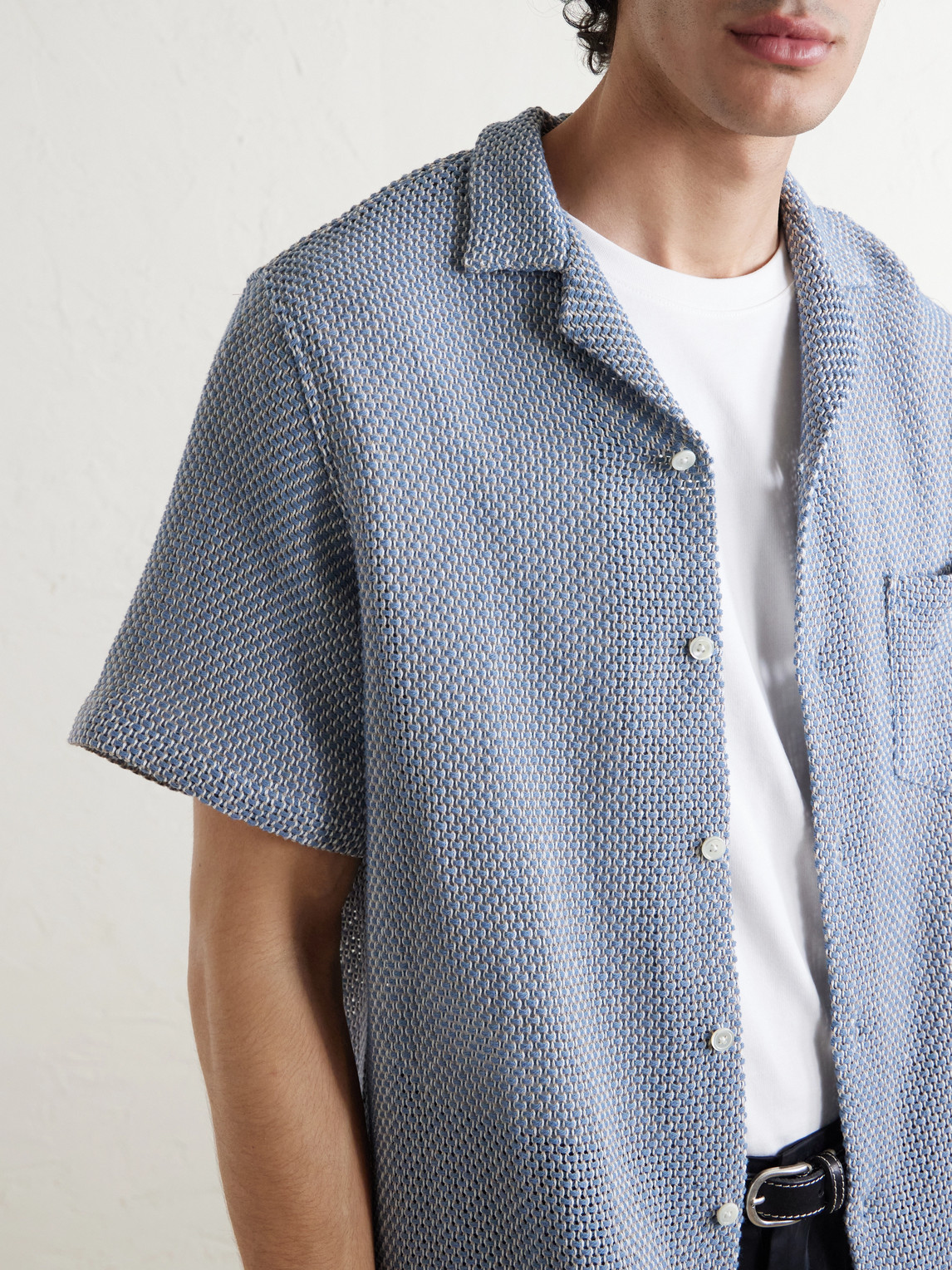 Agora Camp-Collar Cotton-Blend Shirt