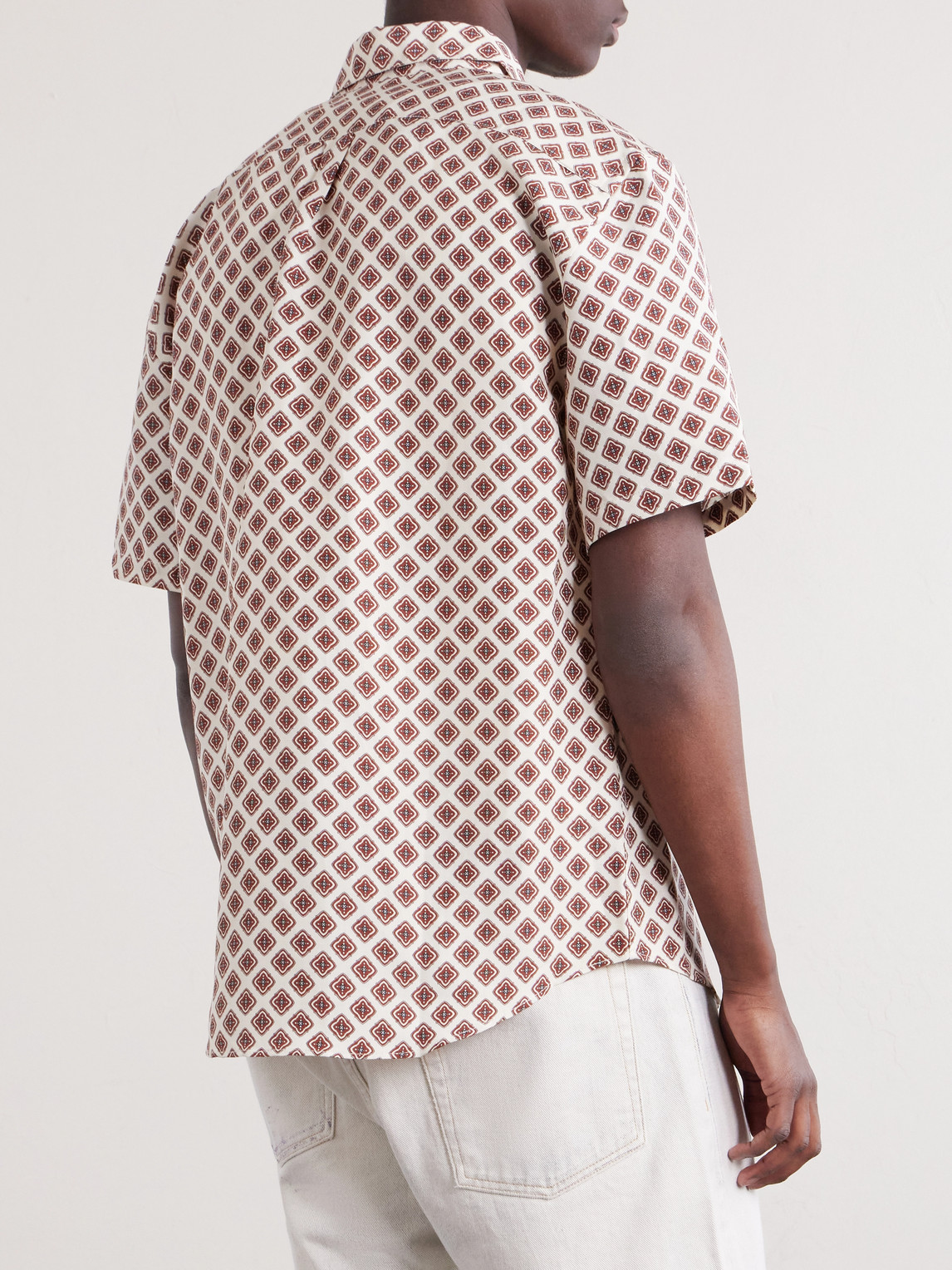 Convertible-Collar Printed Silk And Linen