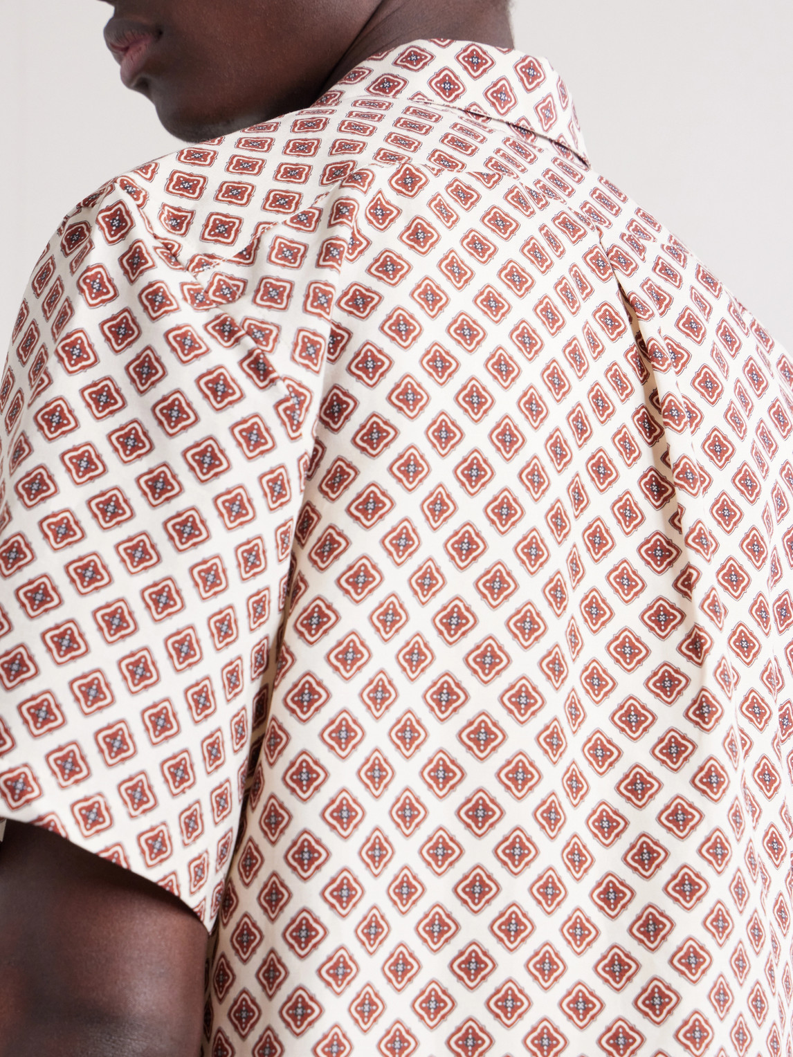 Convertible-Collar Printed Silk And Linen